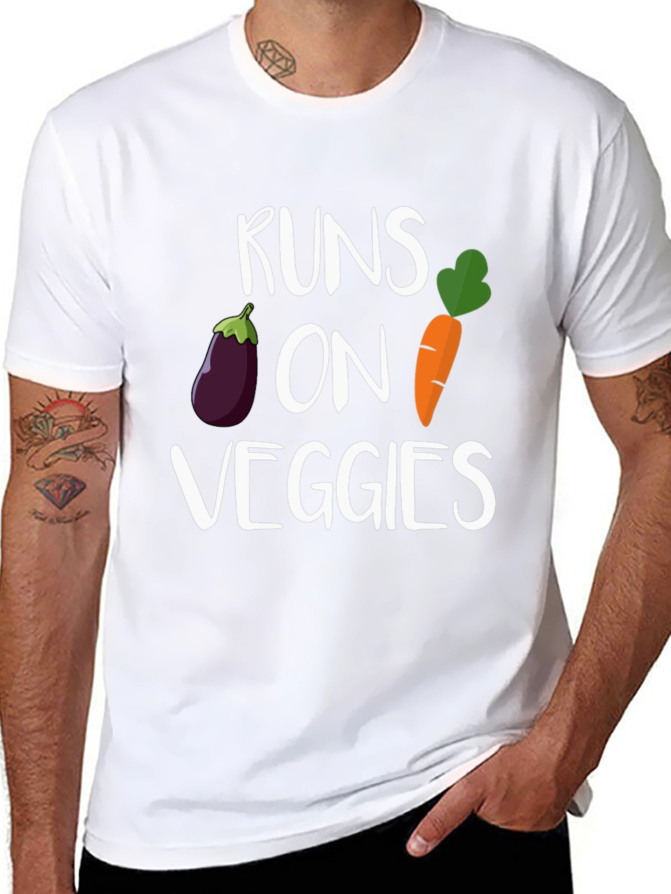Runs On Veggies Graphic Tee - Black, Vegan T-Shirt - 8