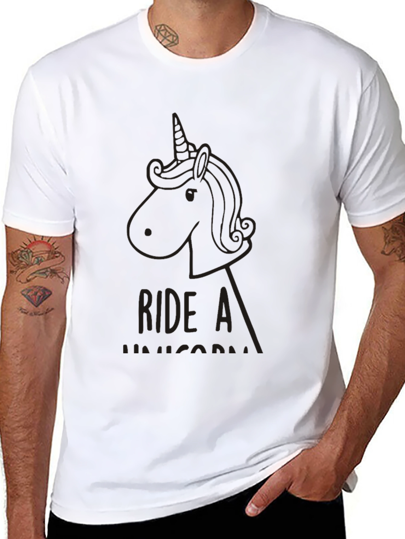 Black Ride a Unicorn Black Graphic Tee view 8