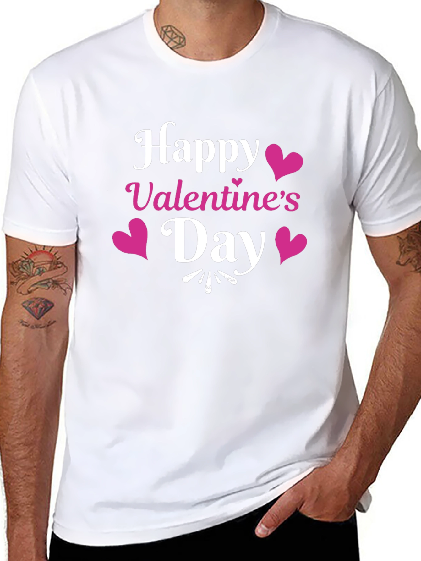Happy Valentine's Day Black T-Shirt - 8