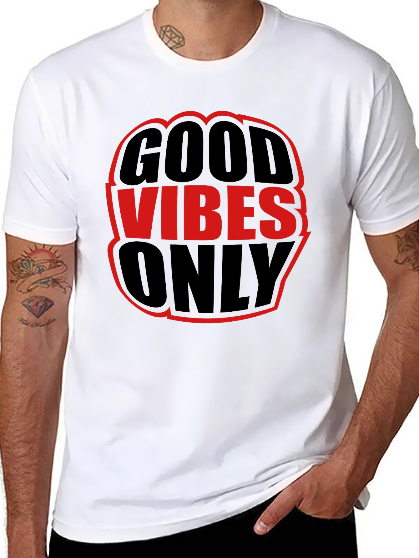Black Good Vibes Only Graphic Tee - Black view 8