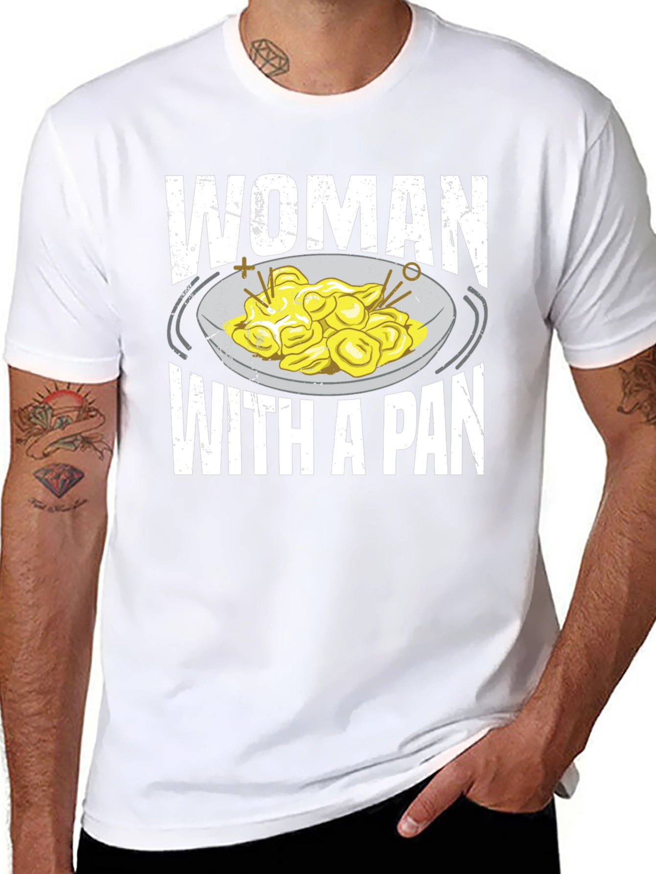 Black Woman With A Pan T-Shirt Funny Pasta Foodie Tee view 8