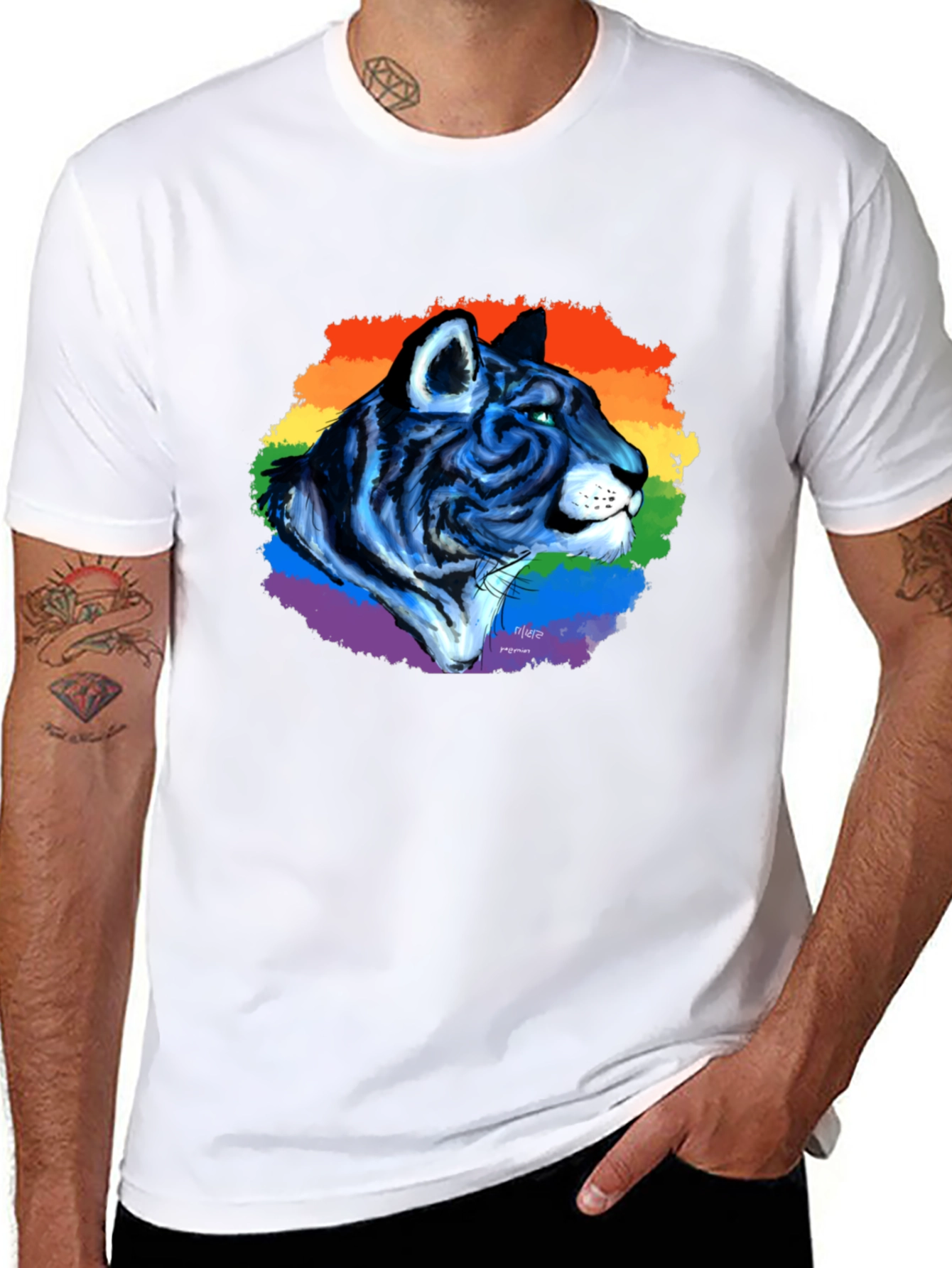 Black Rainbow Tiger Graphic Tee - Pride T-Shirt view 8