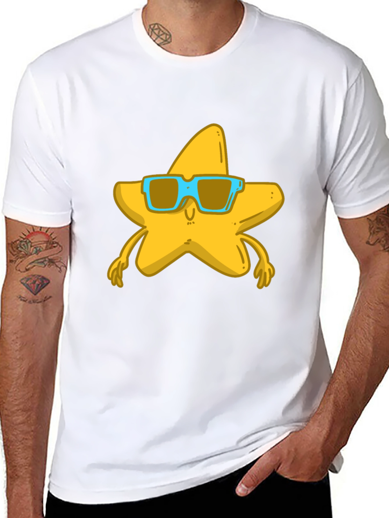 Black Star with Shades Black Graphic T-Shirt view 8