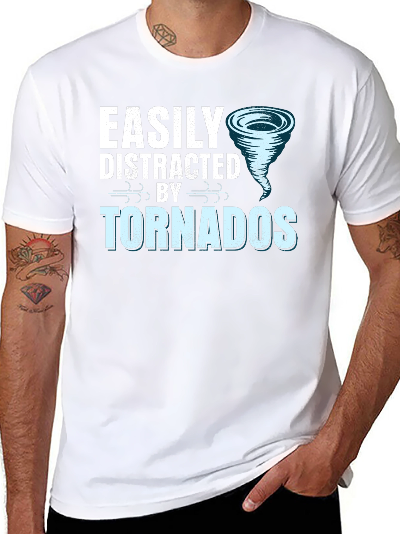 Black Easily Distracted by Tornadoes Graphic Tee view 8