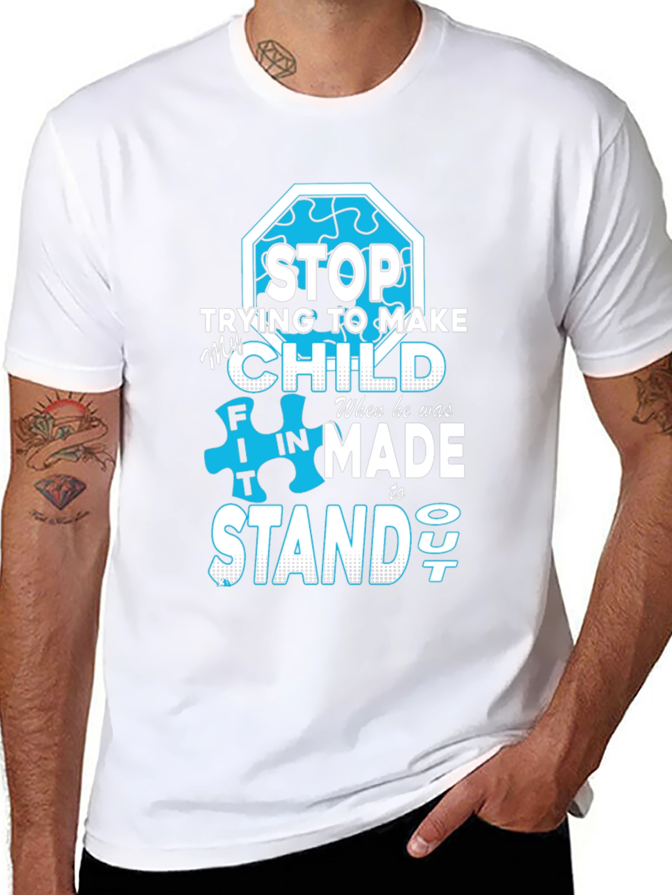 Black Autism Awareness T-Shirt: Stand Out view 8