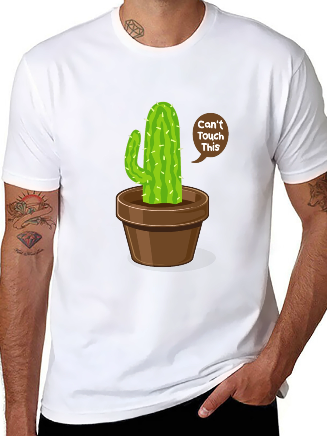 Black Cactus Humor Graphic Tee - 'Can't Touch This' Shirt view 8
