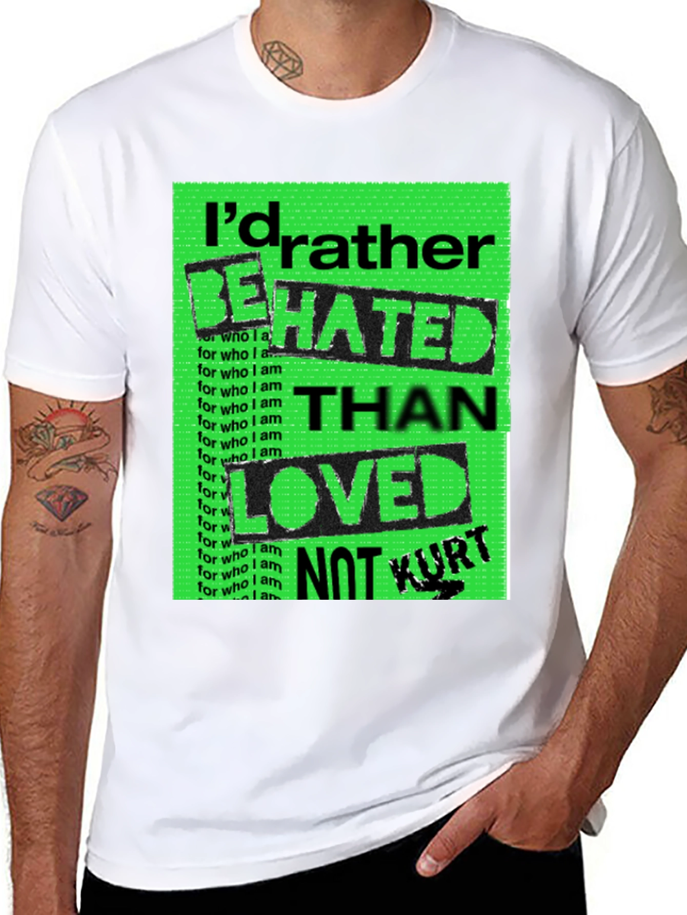 Black I'd Rather Be Hated Men's Graphic Tee view 8