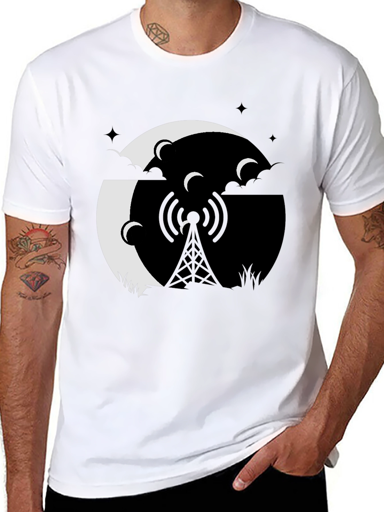 Black Mystic Night Tower Graphic Tee - Black view 8
