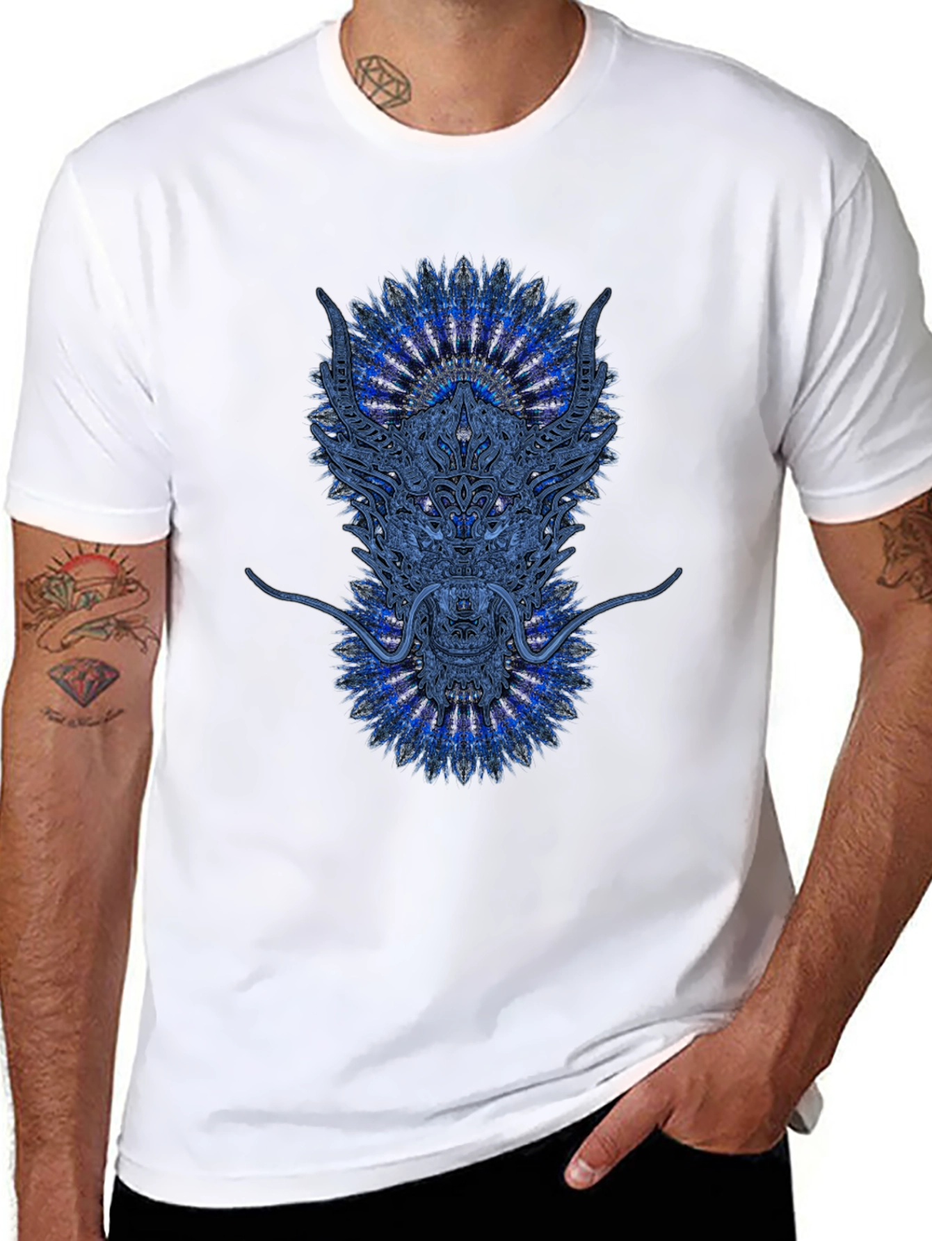 Black Dragon Mandala Graphic Tee - Black view 8