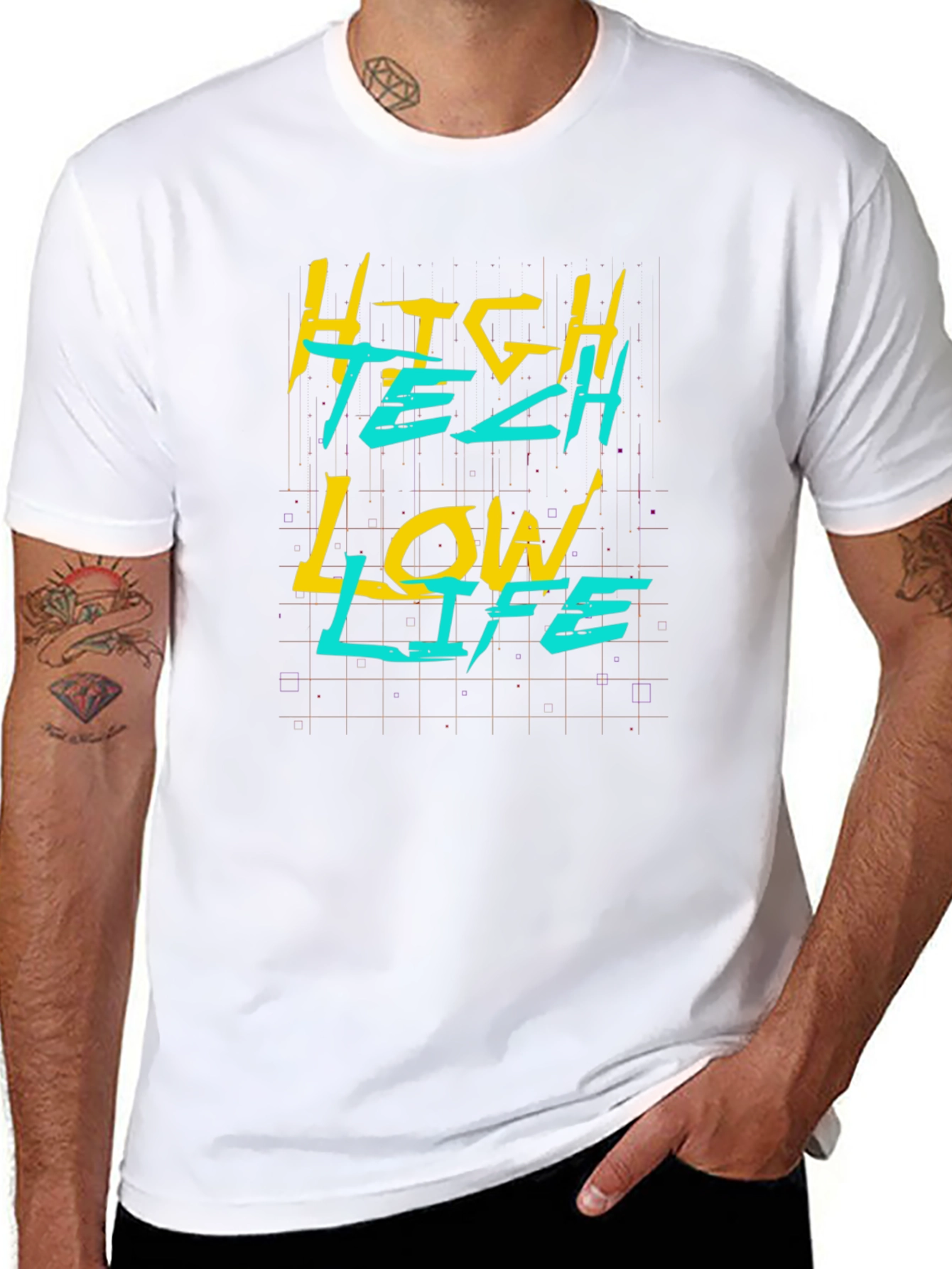 Black High Tech Low Life Graphic Tee - Black Cotton Blend view 8