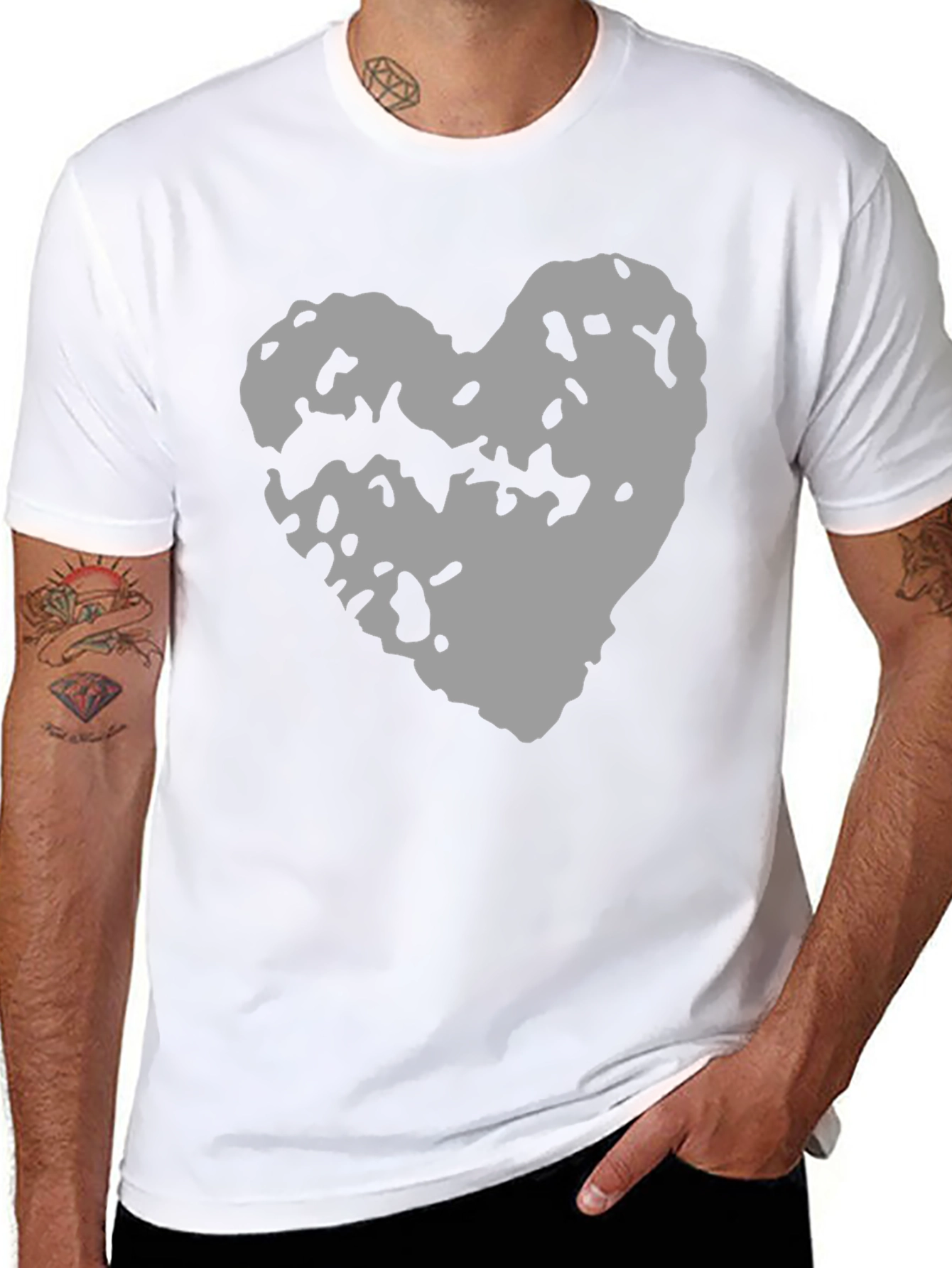 Black Abstract Heart Graphic Black Tee view 8