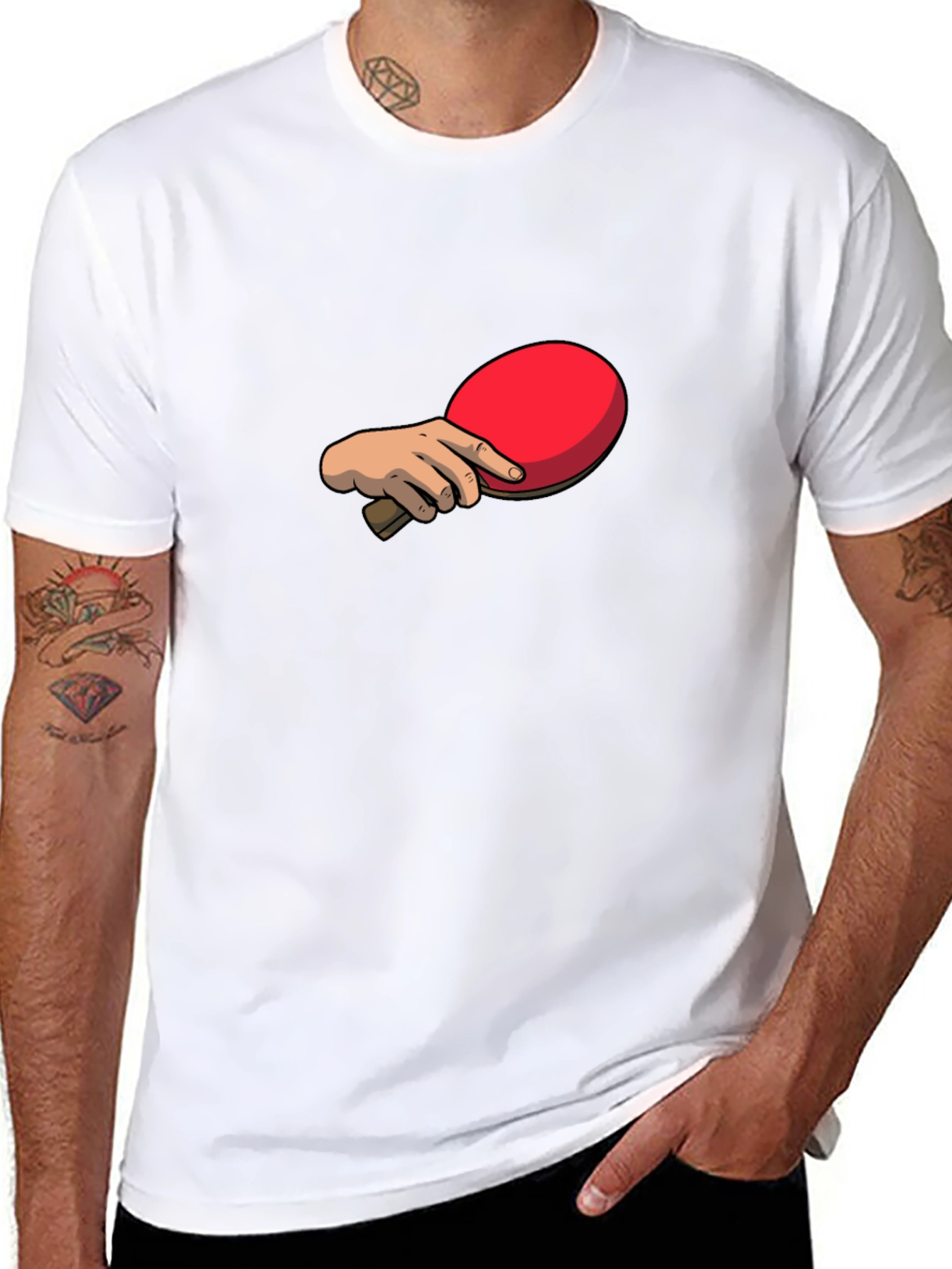 Black Ping Pong Paddle Graphic Tee - Black Cotton T-Shirt view 8