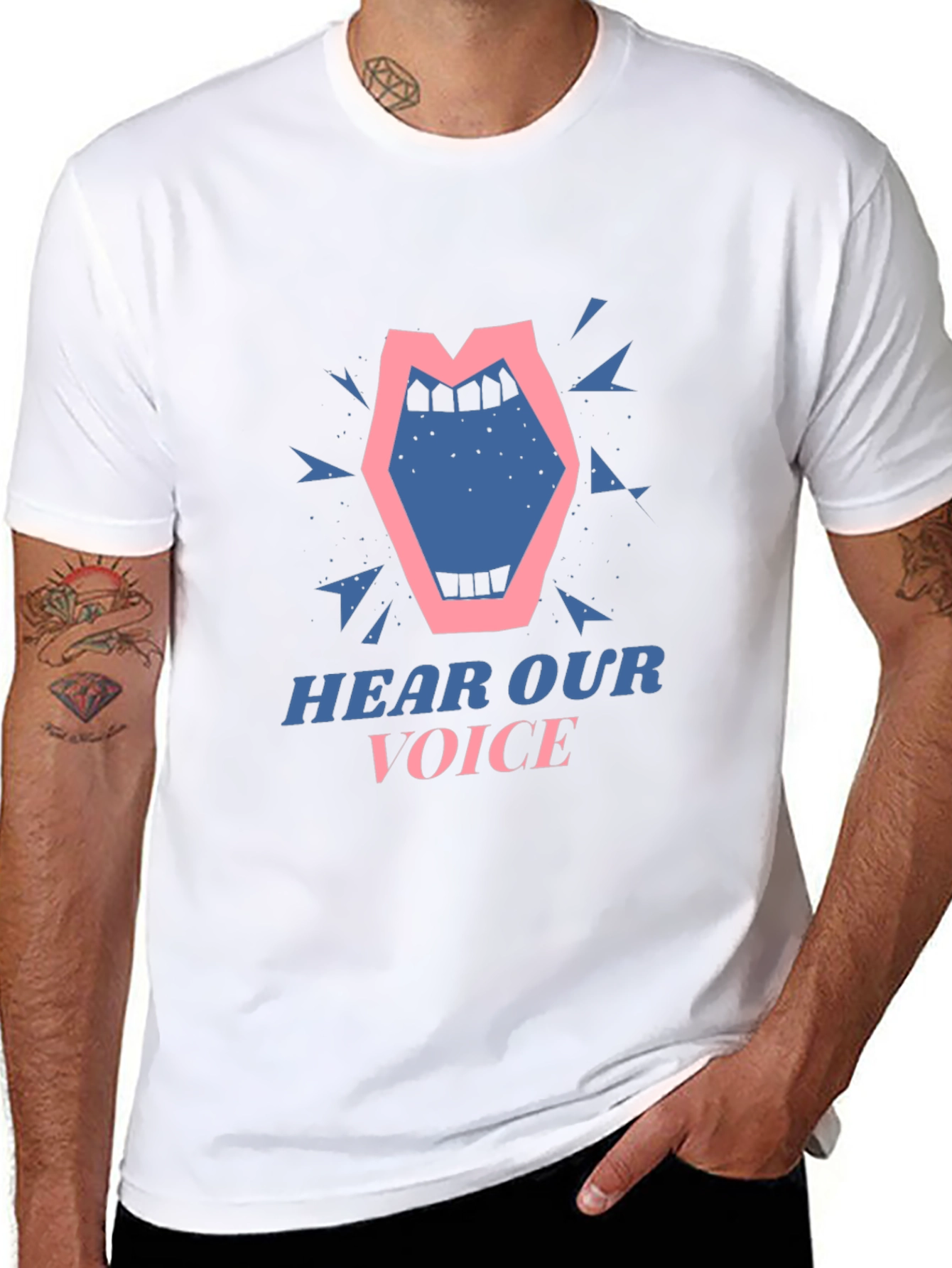 Black Hear Our Voice Graphic Tee - Unisex Black T-Shirt view 8