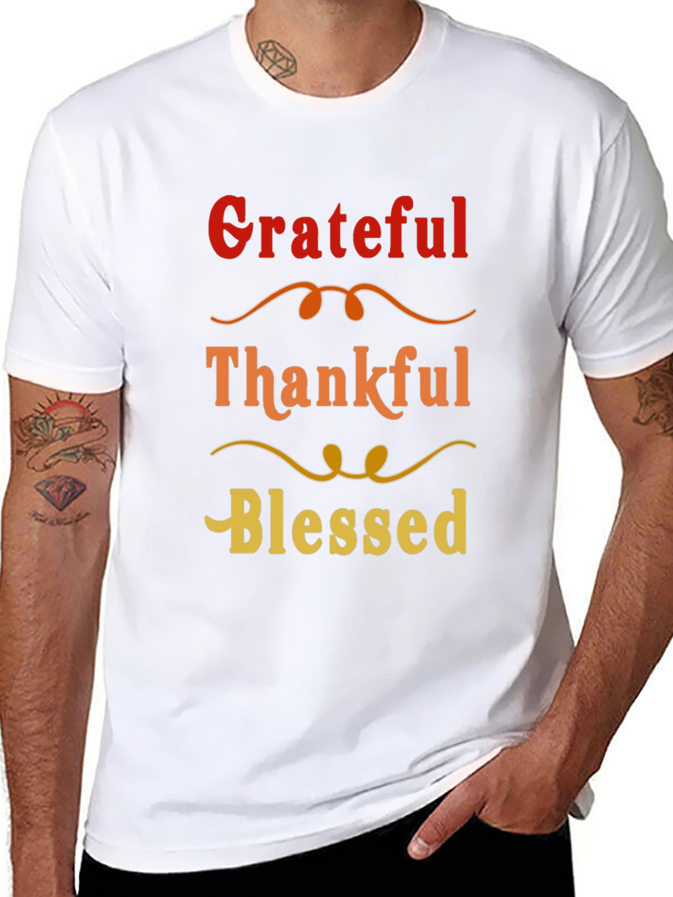 Black Grateful Thankful Blessed Graphic Tee view 8