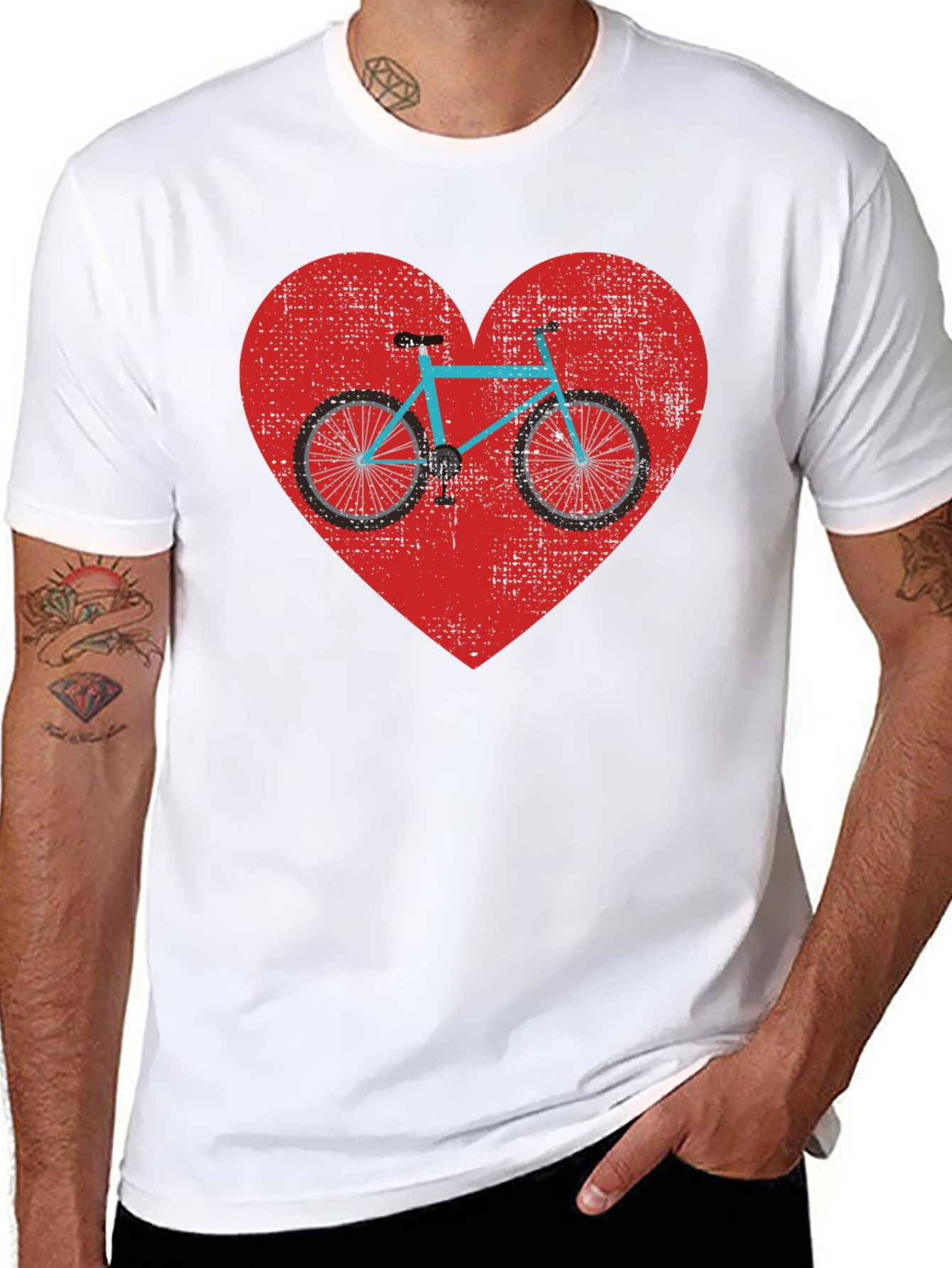 Black Bike Heart Graphic Tee - Men's Black T-Shirt view 8