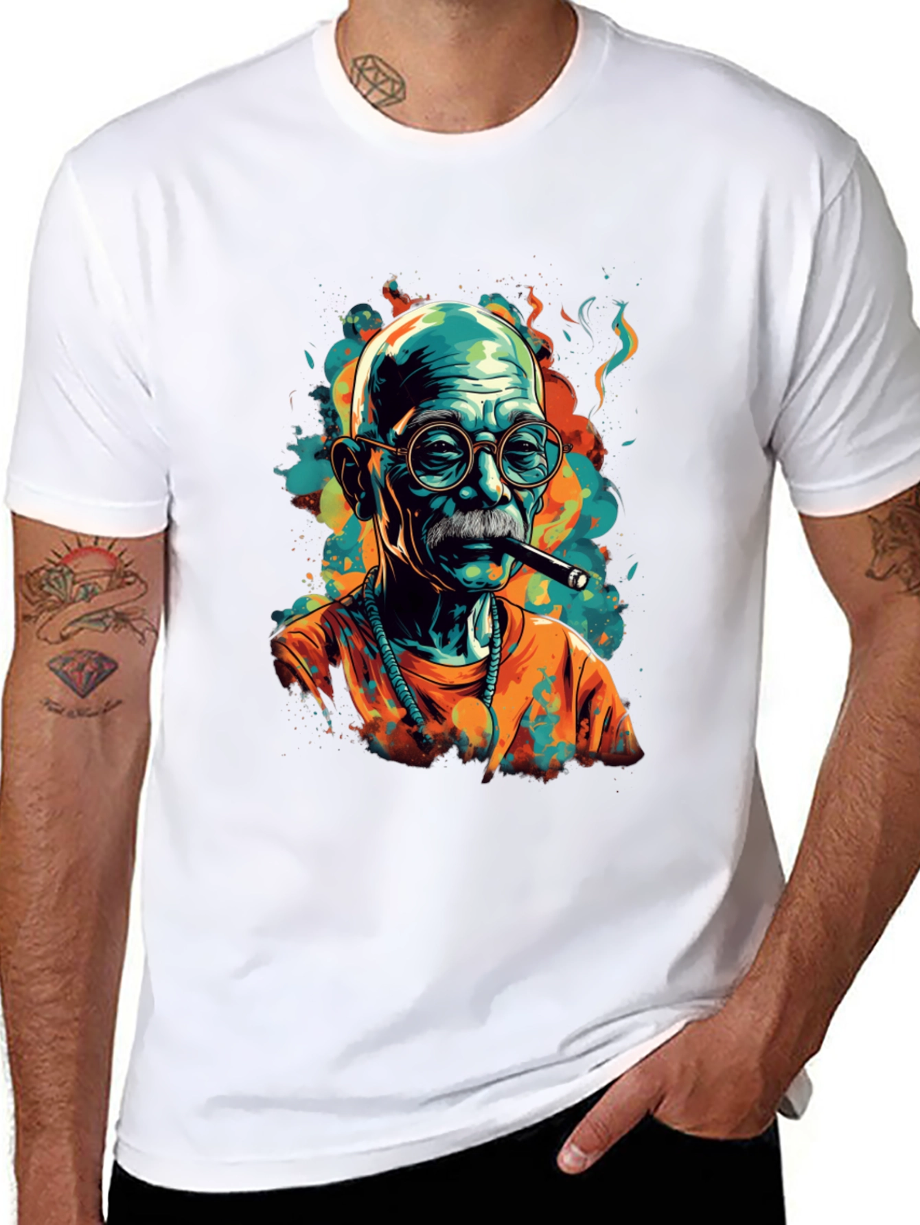 Black Cigar Smoker Graphic Tee - Unique Style view 8
