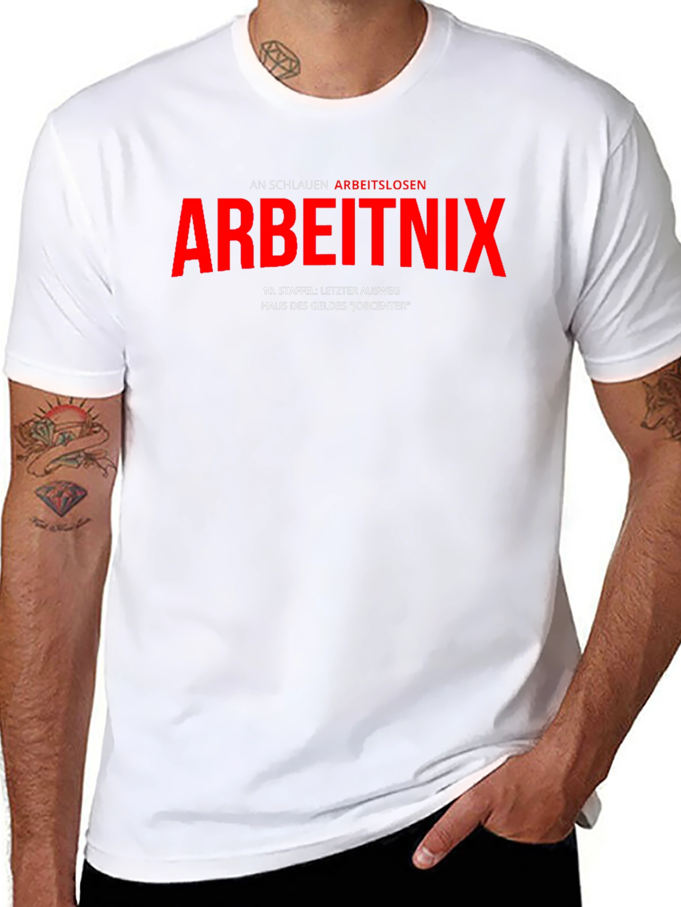 Black Arbeitnix T-Shirt - Funny German Slogan Tee view 8