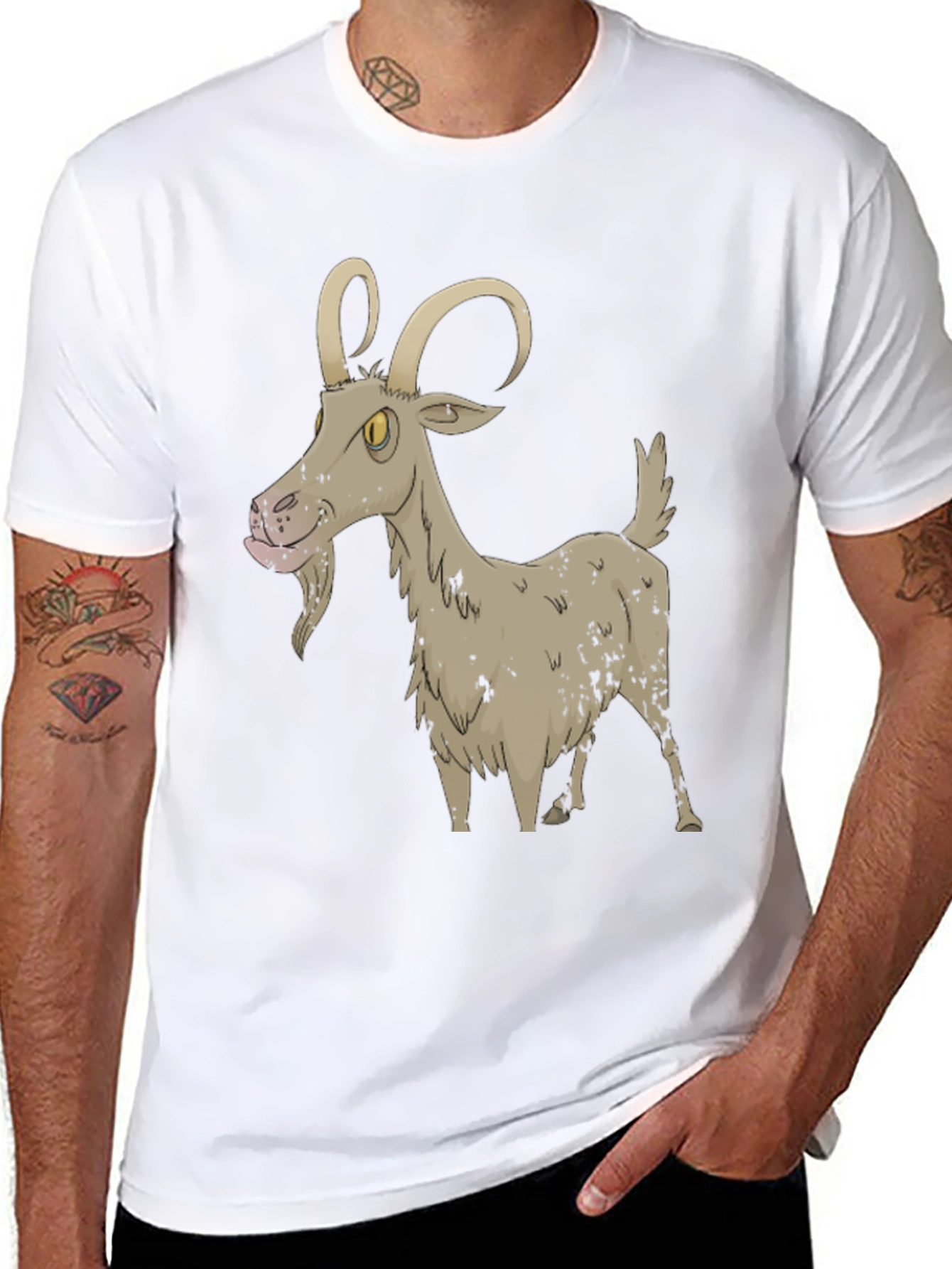 Black Cartoon Goat Black T-Shirt view 8