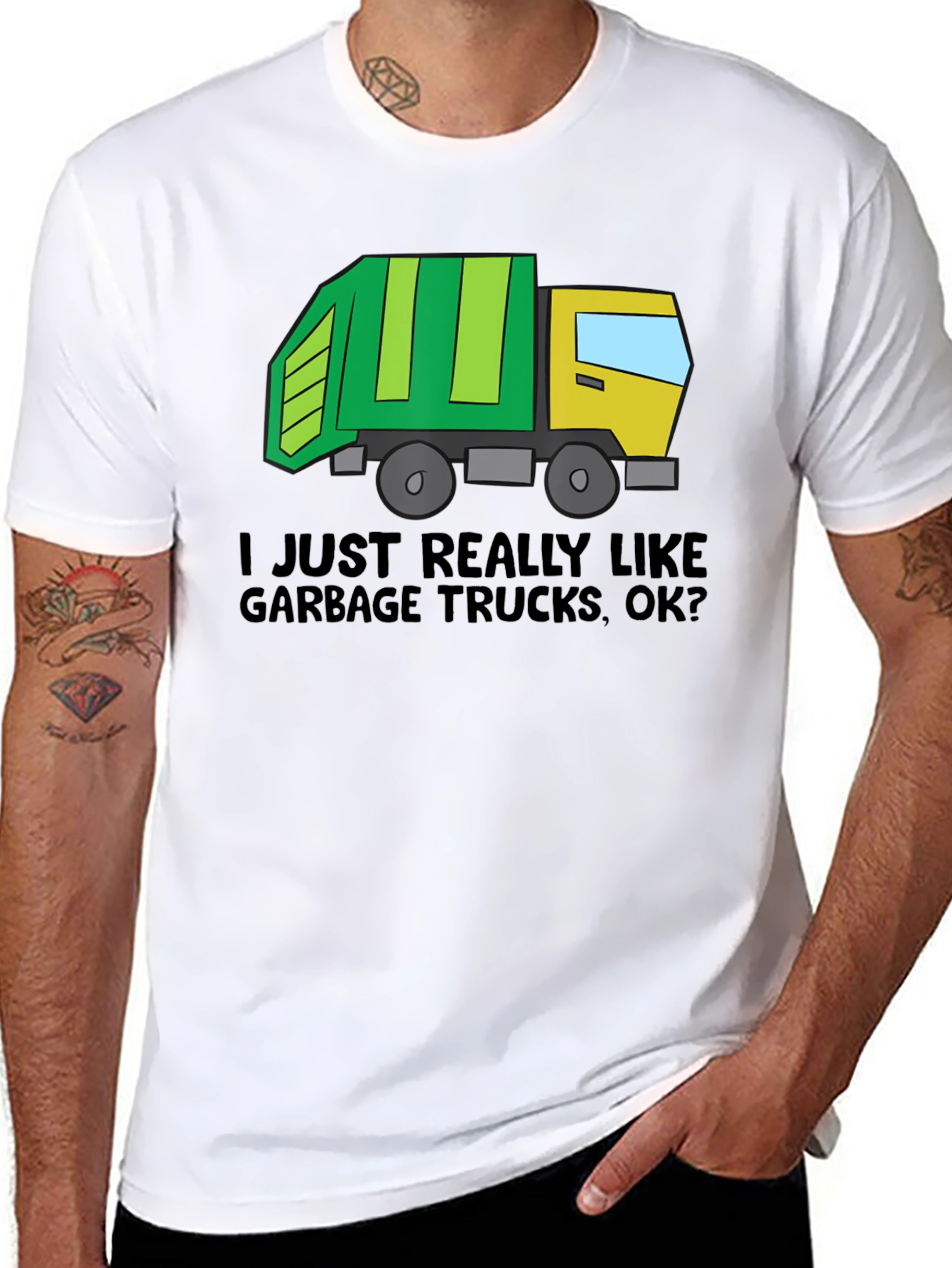 Black Garbage Truck Lover T-Shirt view 8