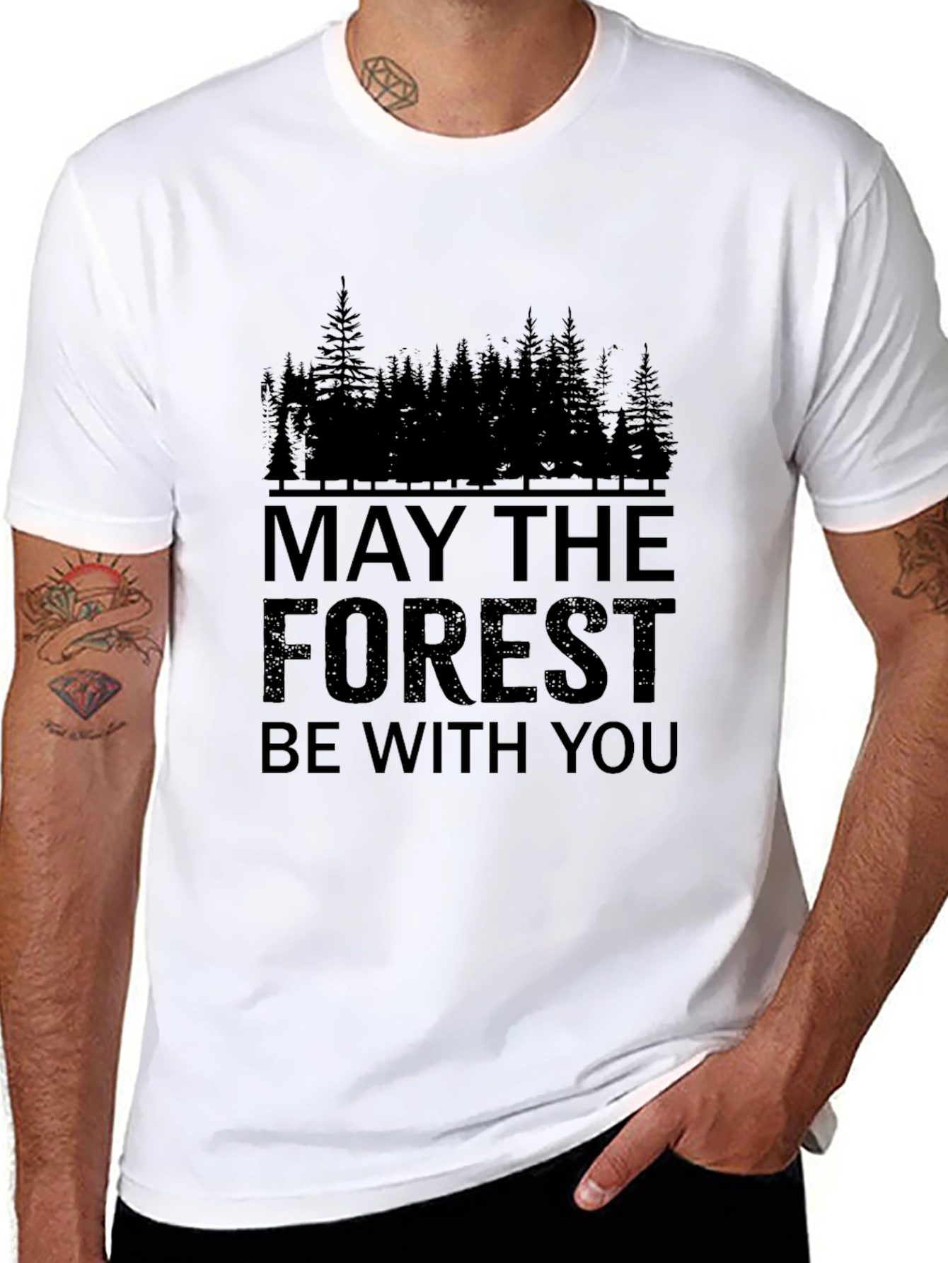 Black May the Forest Be With You T-Shirt - Black view 8