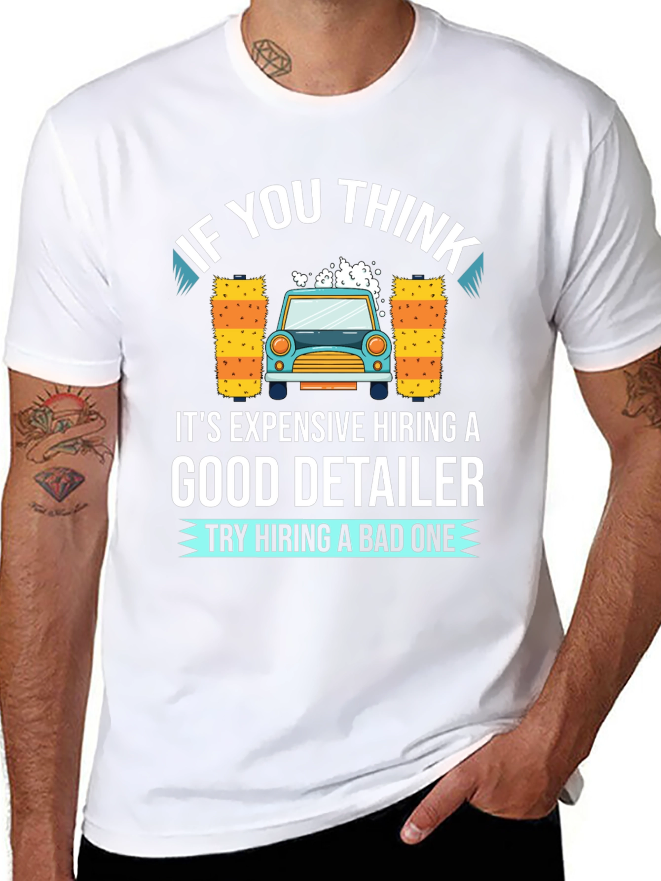 Black Detailer Car Wash Funny Graphic T-Shirt view 8