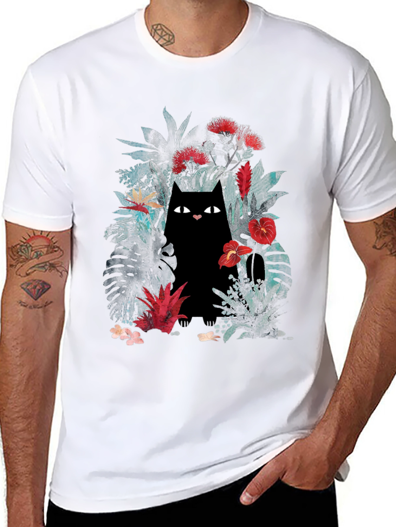 Black Jungle Cat Graphic Tee - Black view 8