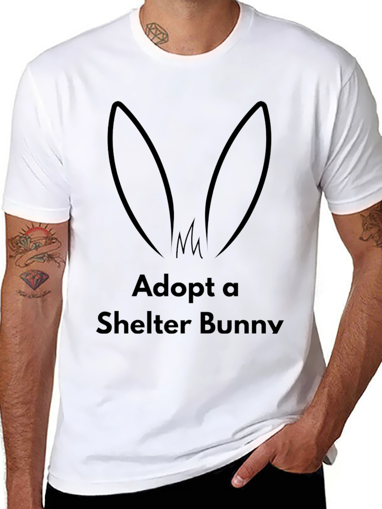 Black Adopt a Shelter Bunny Black T-Shirt view 8