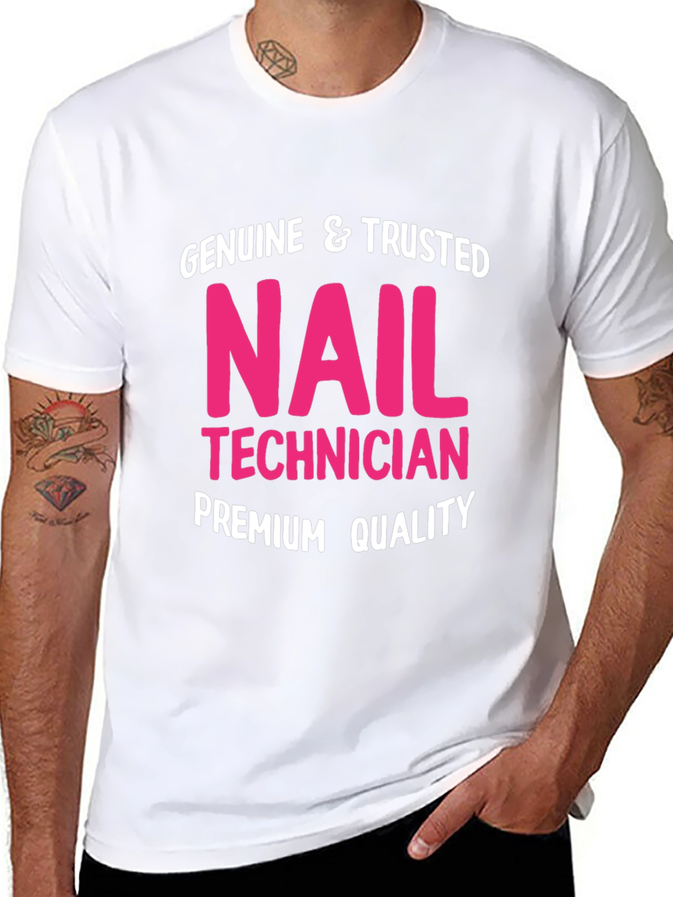 Black Genuine Nail Technician Premium Quality T-Shirt view 8