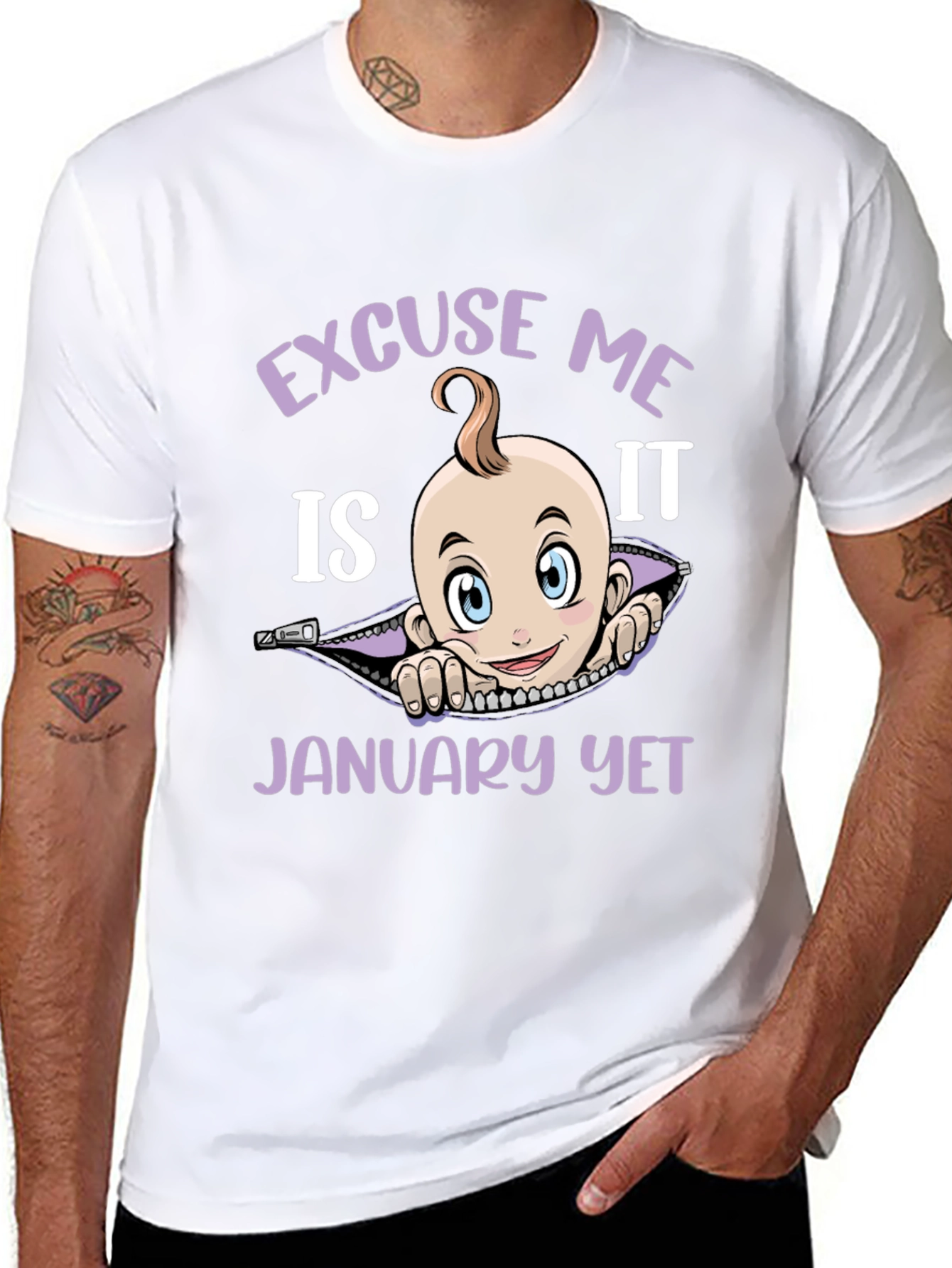 Excuse Me Is It January Yet Funny Pregnancy T-Shirt - 8