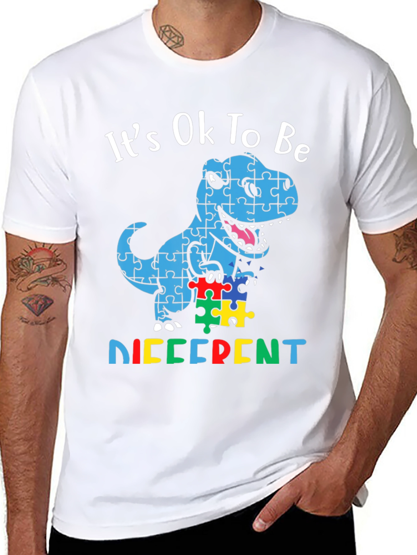 Autism Awareness Dinosaur Puzzle T-Shirt - 8