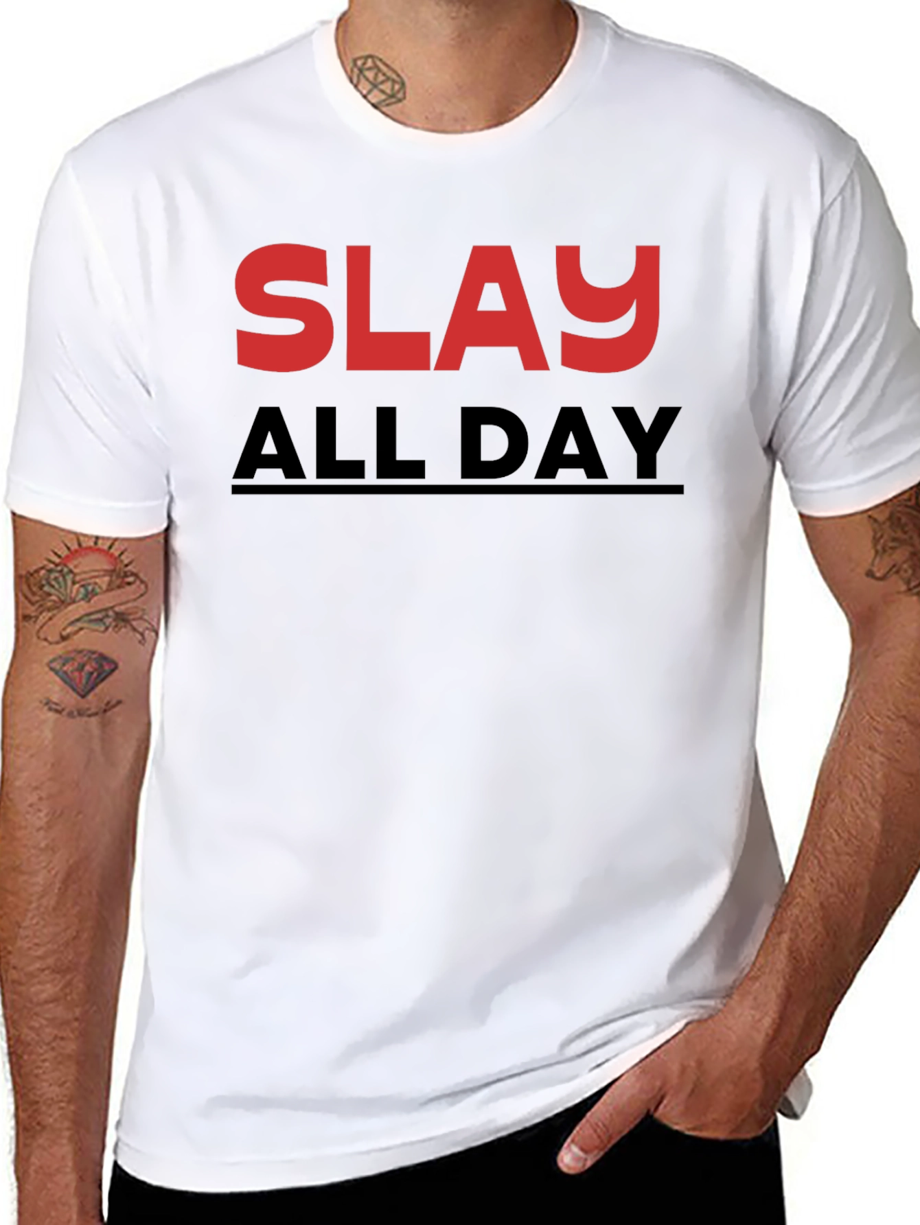 Black Slay All Day Graphic Tee - Stylish Black T-Shirt view 8
