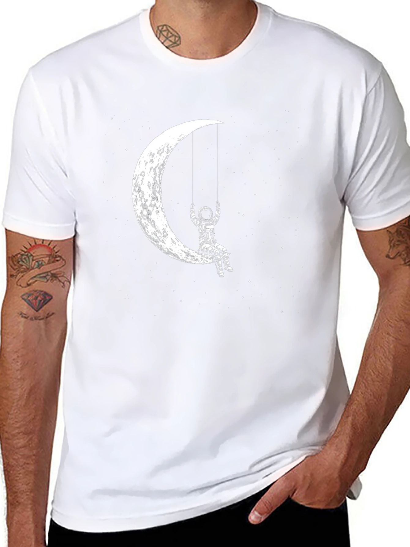 Astronaut Moon Swing Graphic Tee - Black - 8