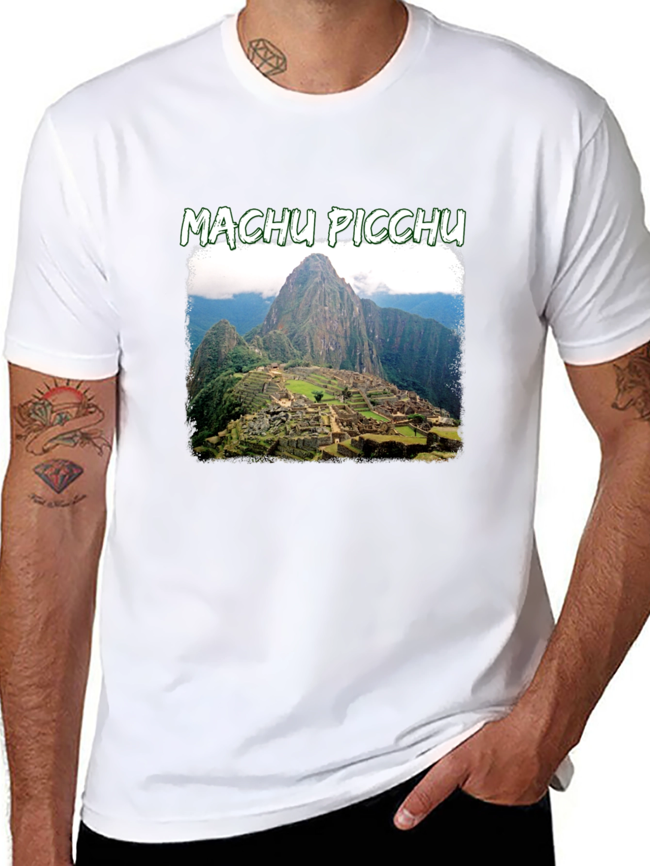 Black Machu Picchu Graphic Tee | Black Crew Neck T-Shirt view 8