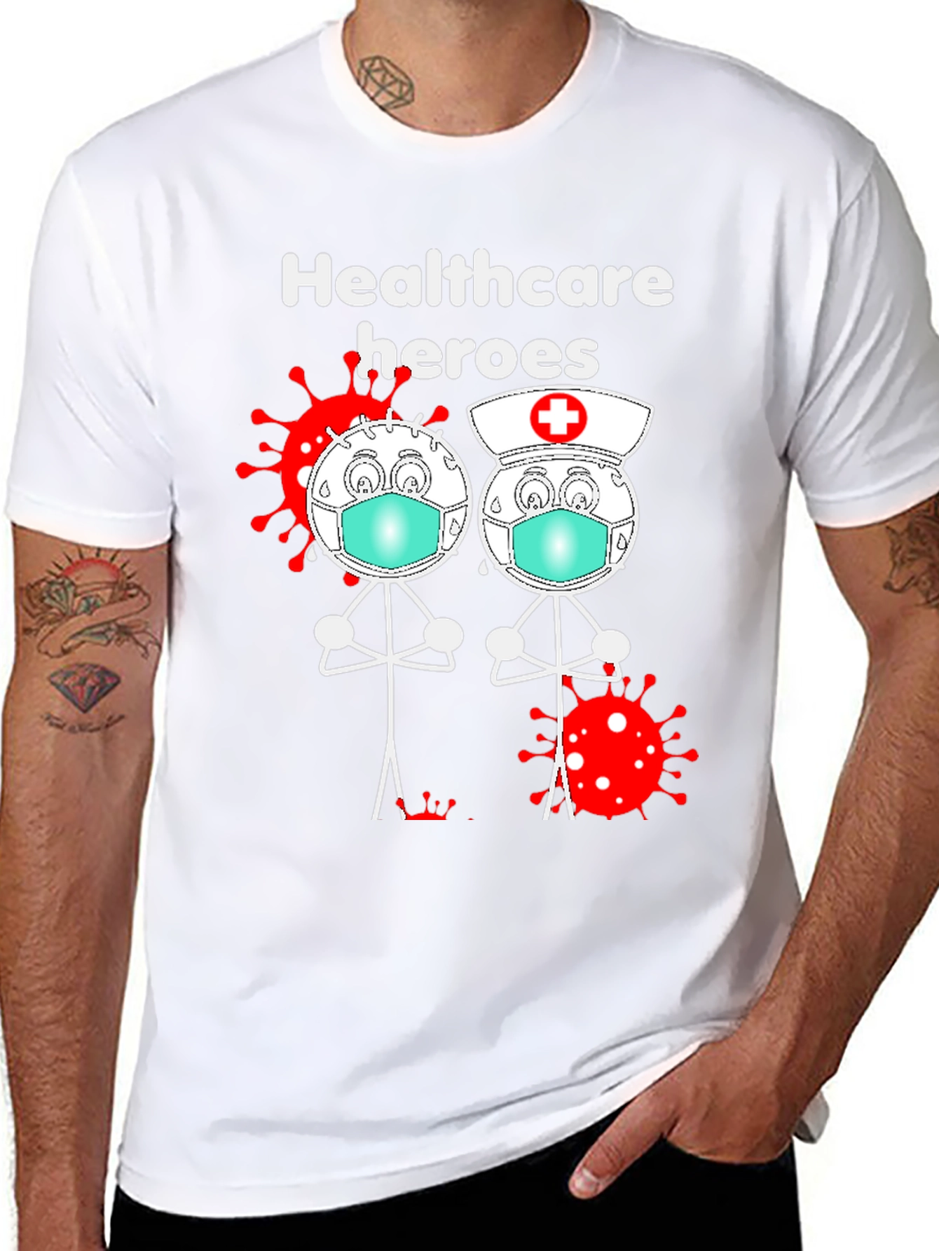 Black Healthcare Heroes Graphic T-Shirt view 8