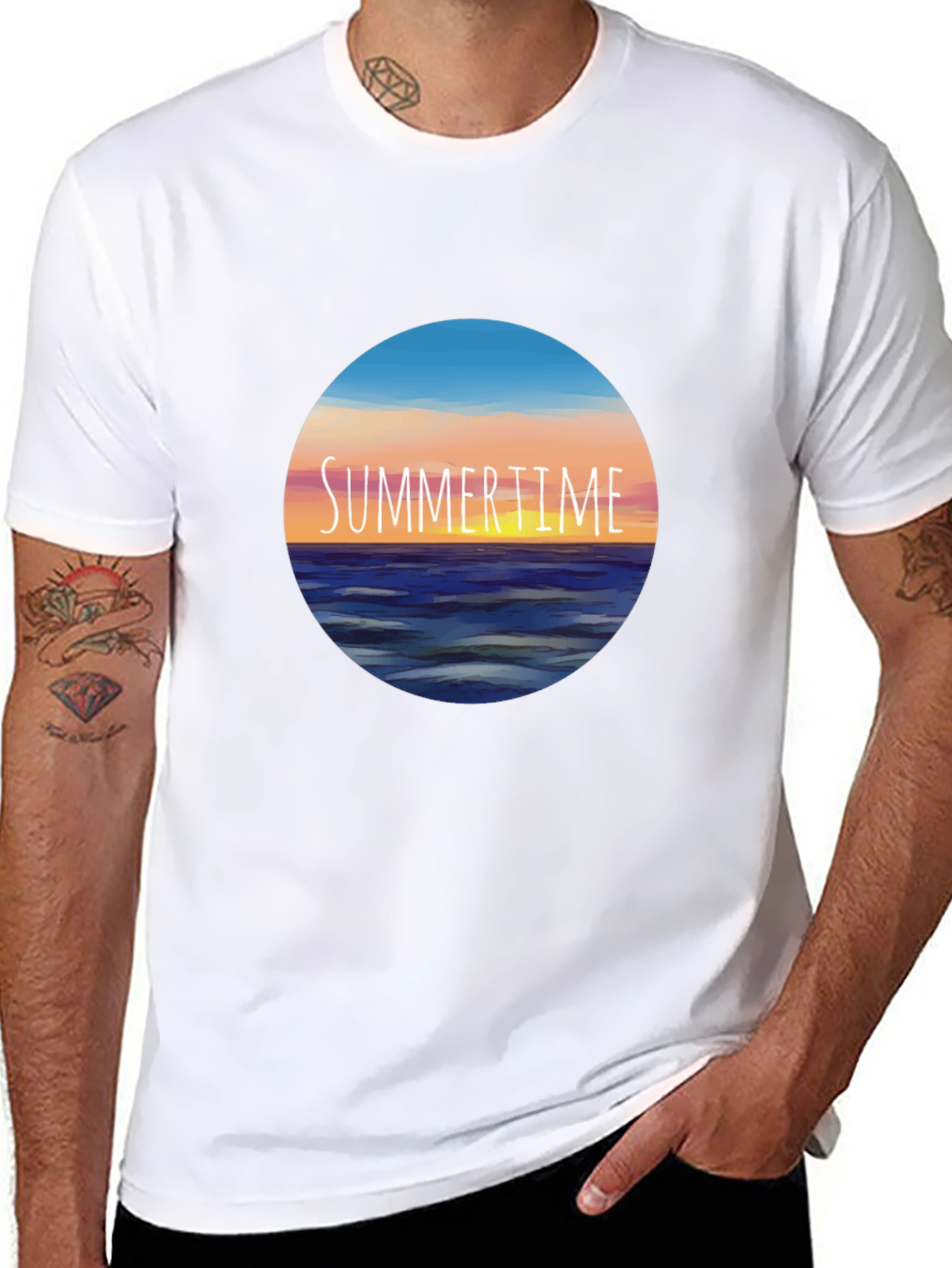 Black Summertime Horizon Graphic Tee view 8