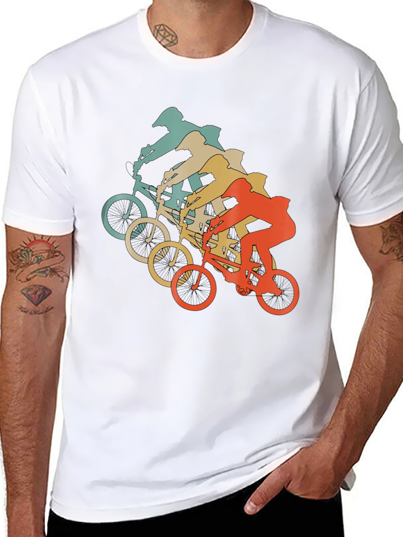 Black Vintage Mountain Biker Graphic T-Shirt - Retro Cycling Tee view 8