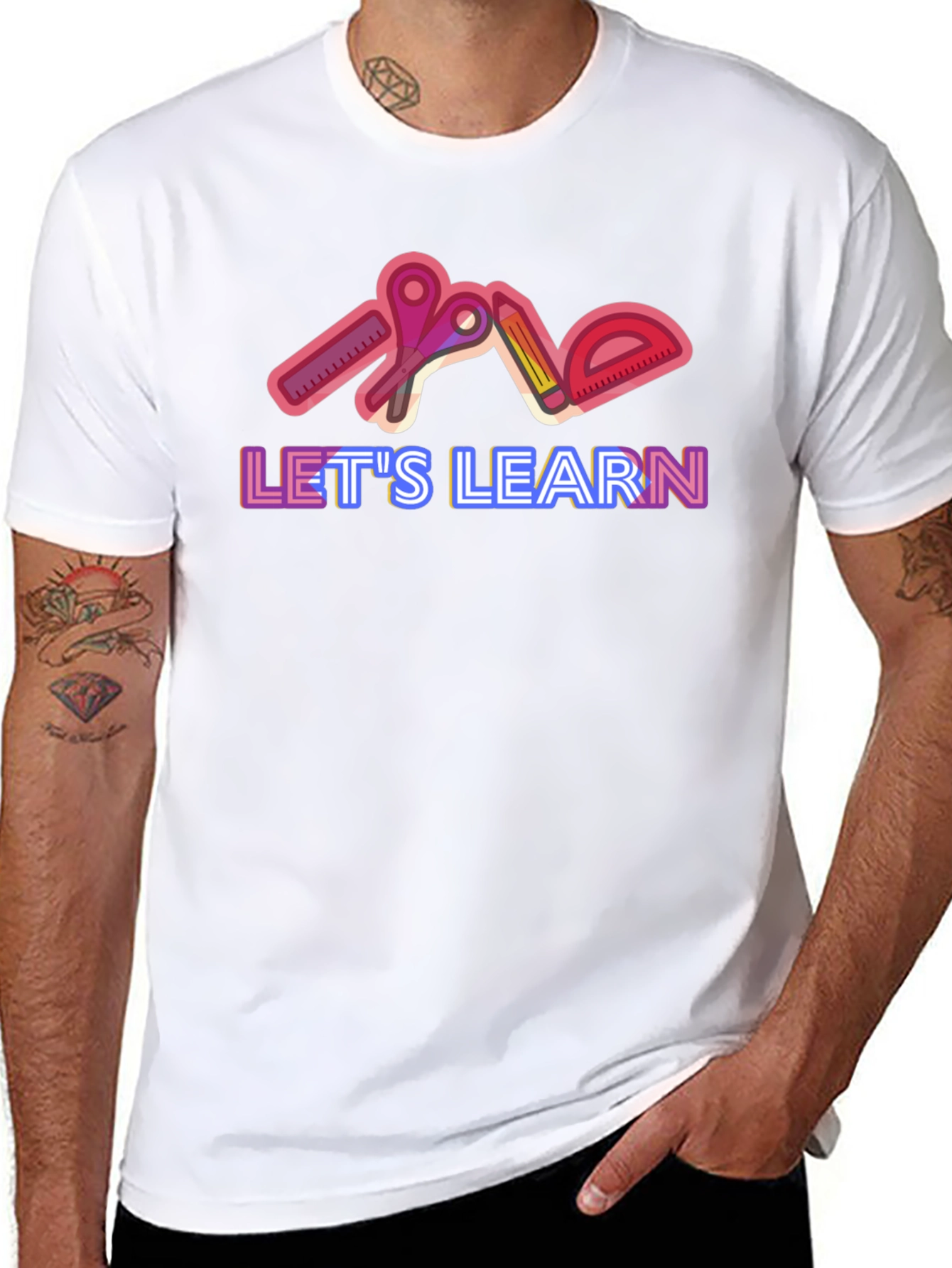 Black Let's Learn Graphic Tee - Black view 8
