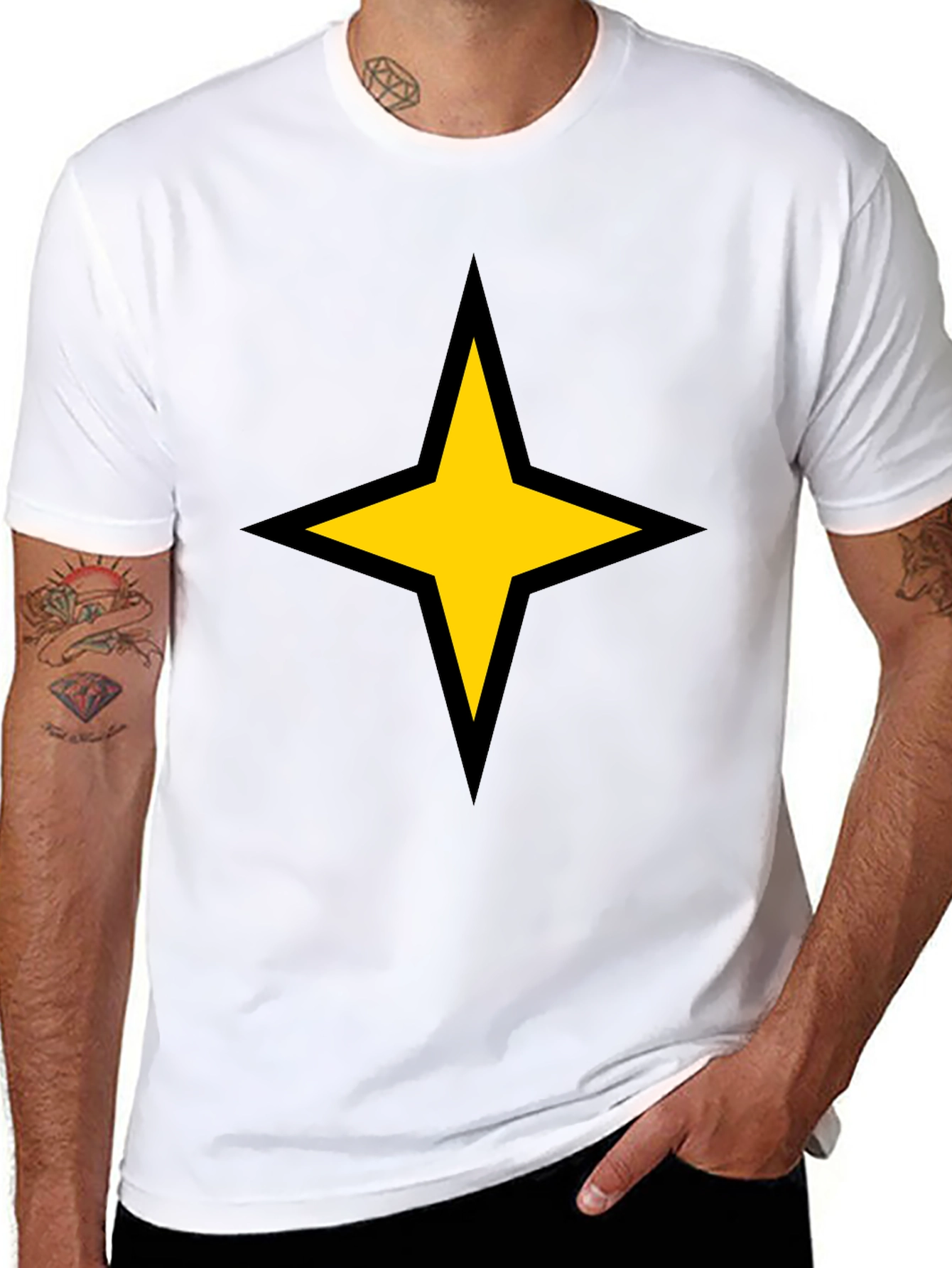 Black Bold Star Graphic Tee - Black Cotton Blend view 8