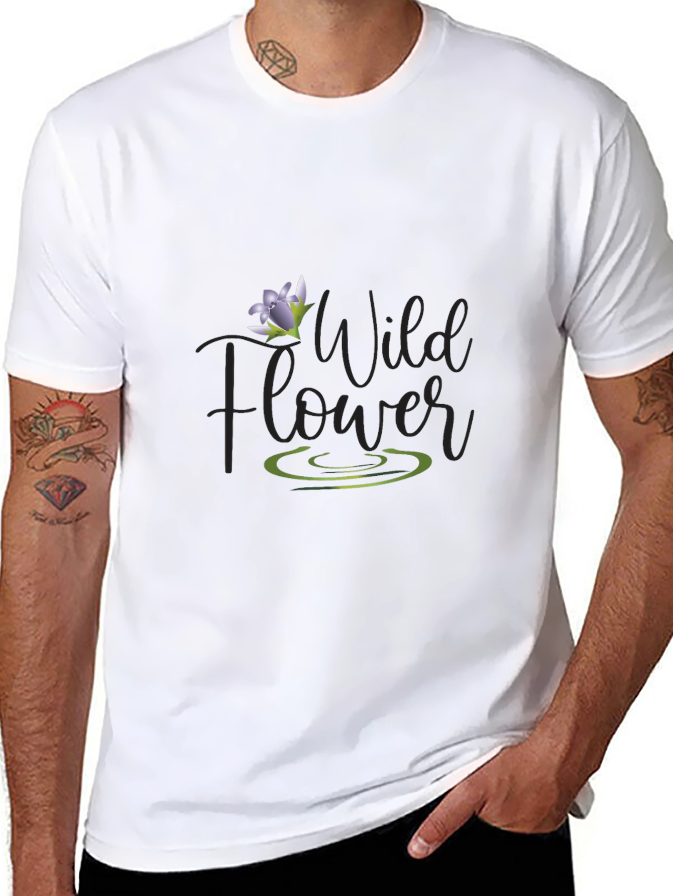 Black Wildflower Graphic Tee - Men's Black T-Shirt view 8