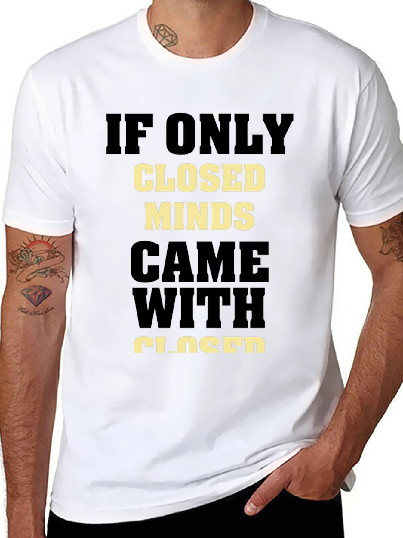 Black Closed Minds T-Shirt - Open-Minded Statement Tee view 8
