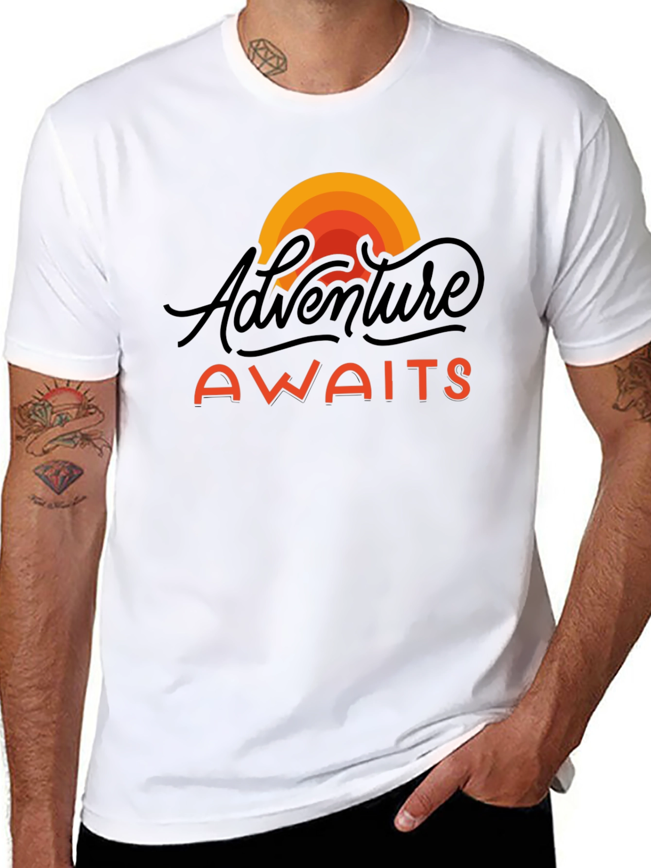 Black Adventure Awaits Graphic Tee - Black Unisex T-Shirt view 8