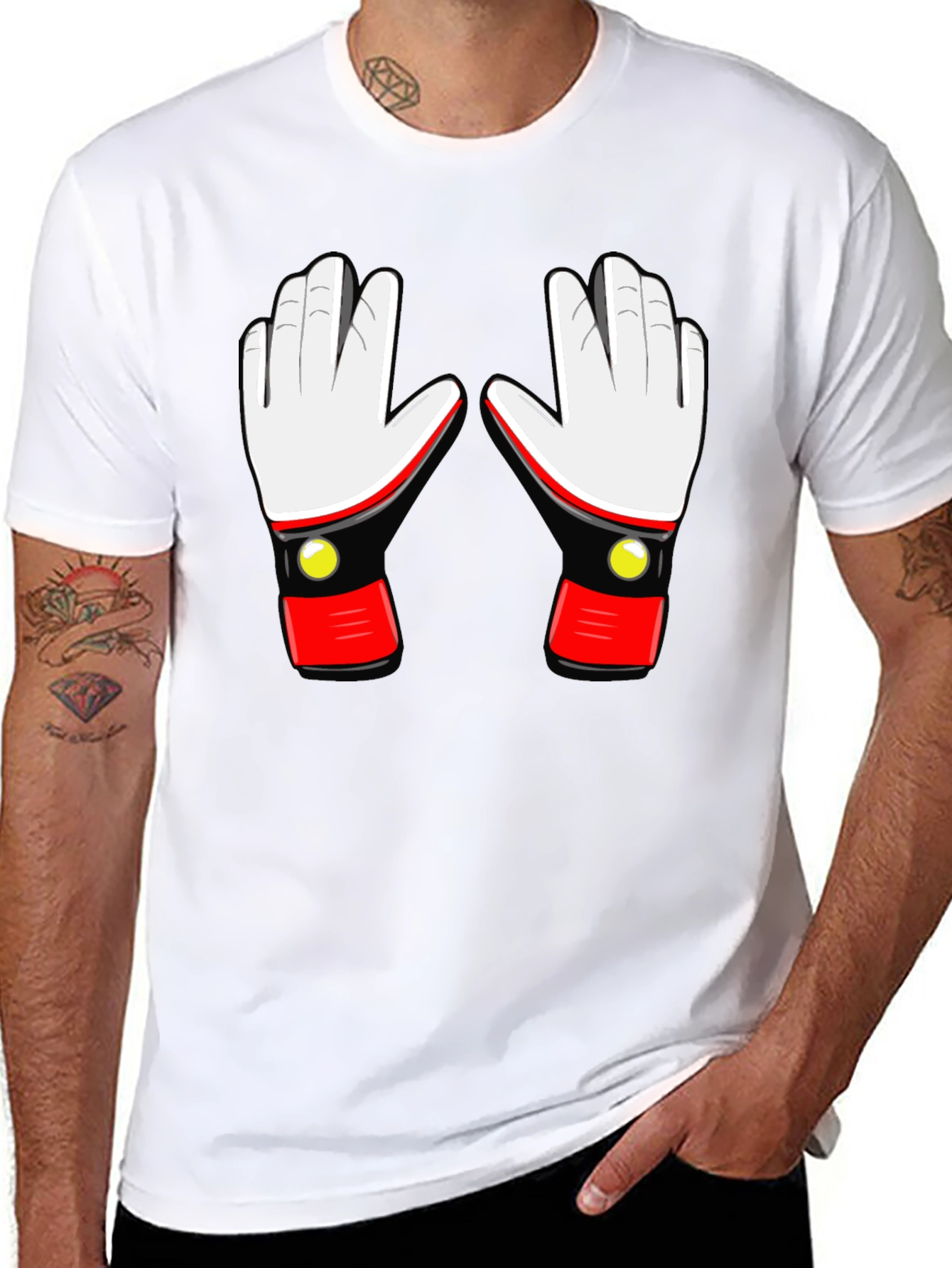 Black Retro Robot Glove Graphic T-Shirt view 8