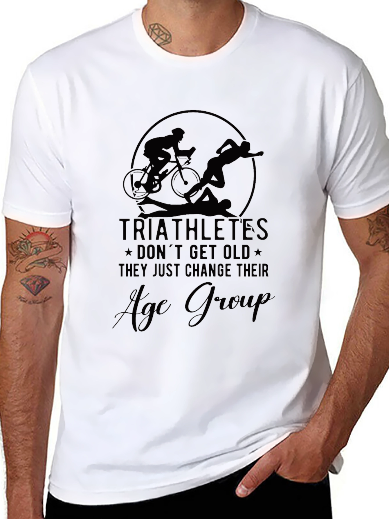 Black Triathlete Age Group T-Shirt view 8