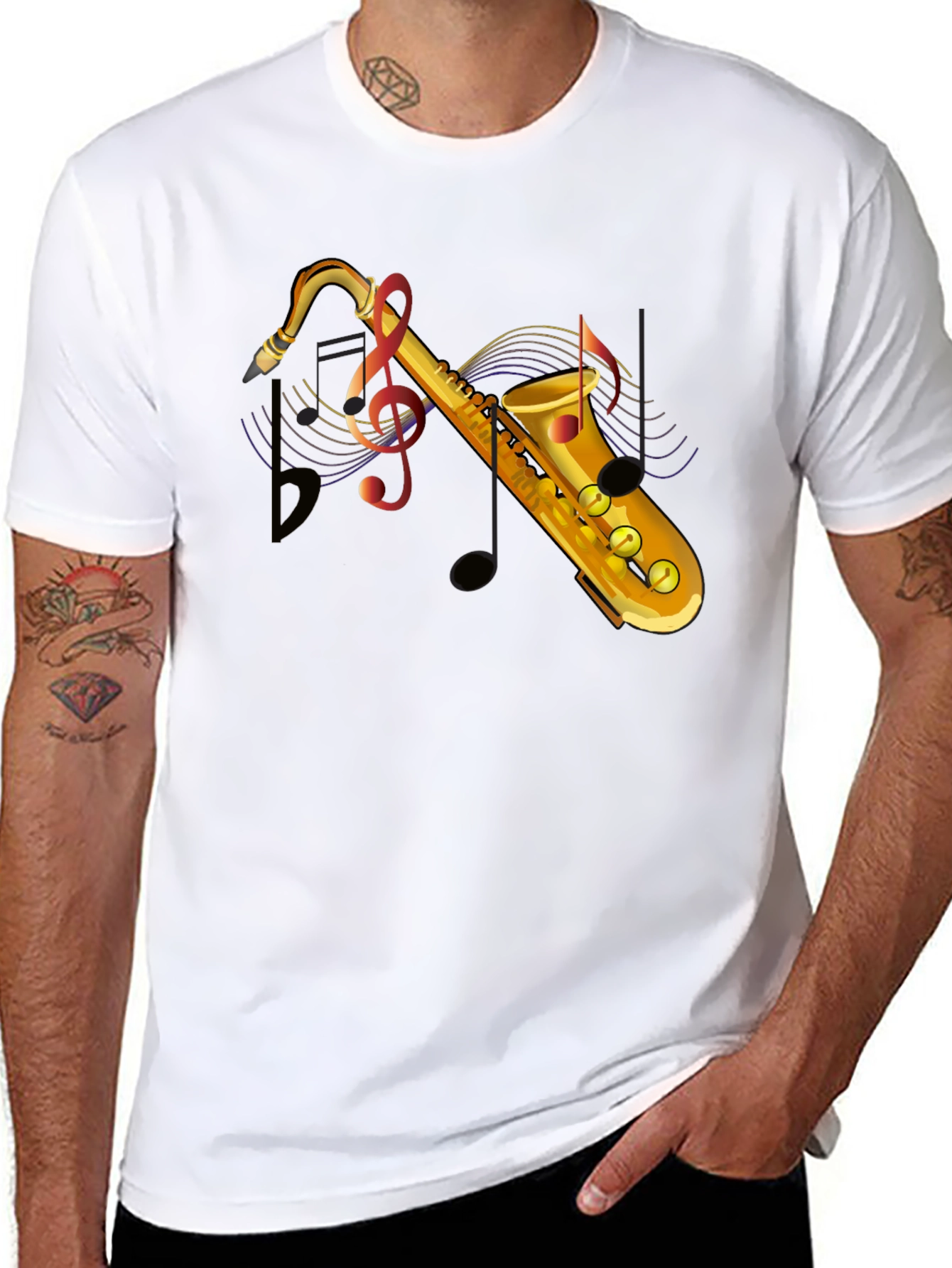 Black Saxophone Graphic T-Shirt - Music Lover Tee view 8