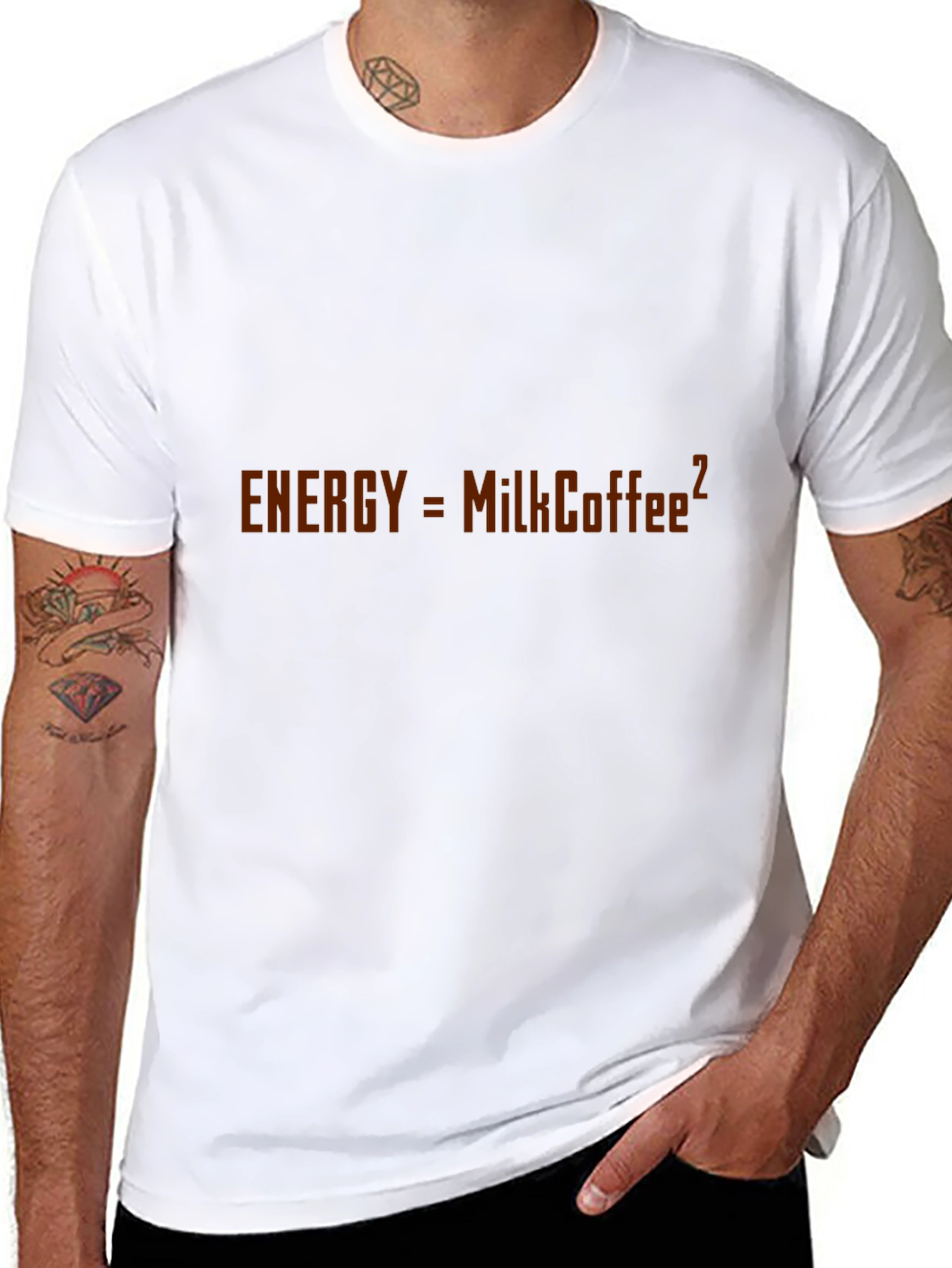 Black Funny Physics Milk Coffee Energy T-Shirt view 8