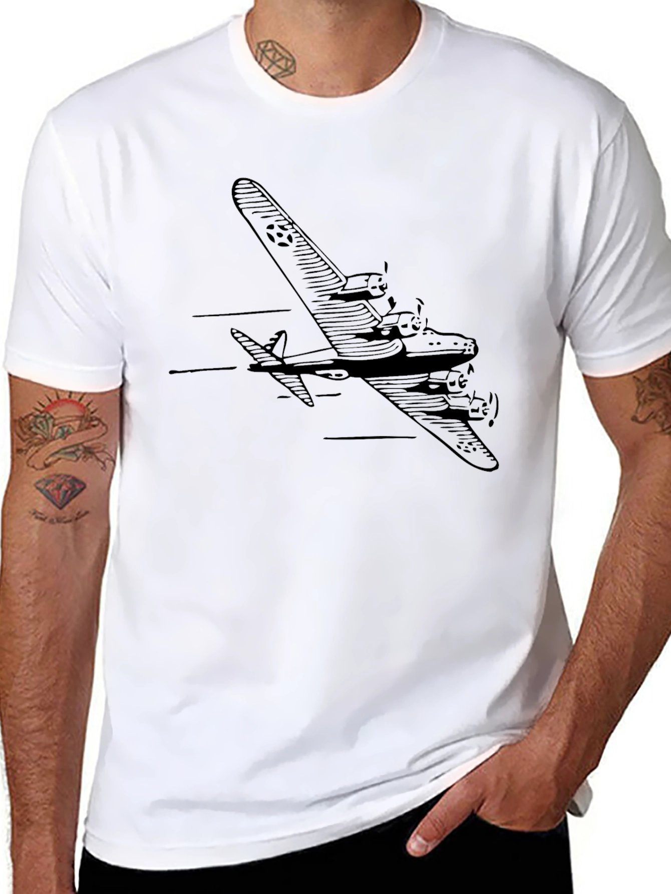 Black Vintage Airplane Graphic T-Shirt view 8