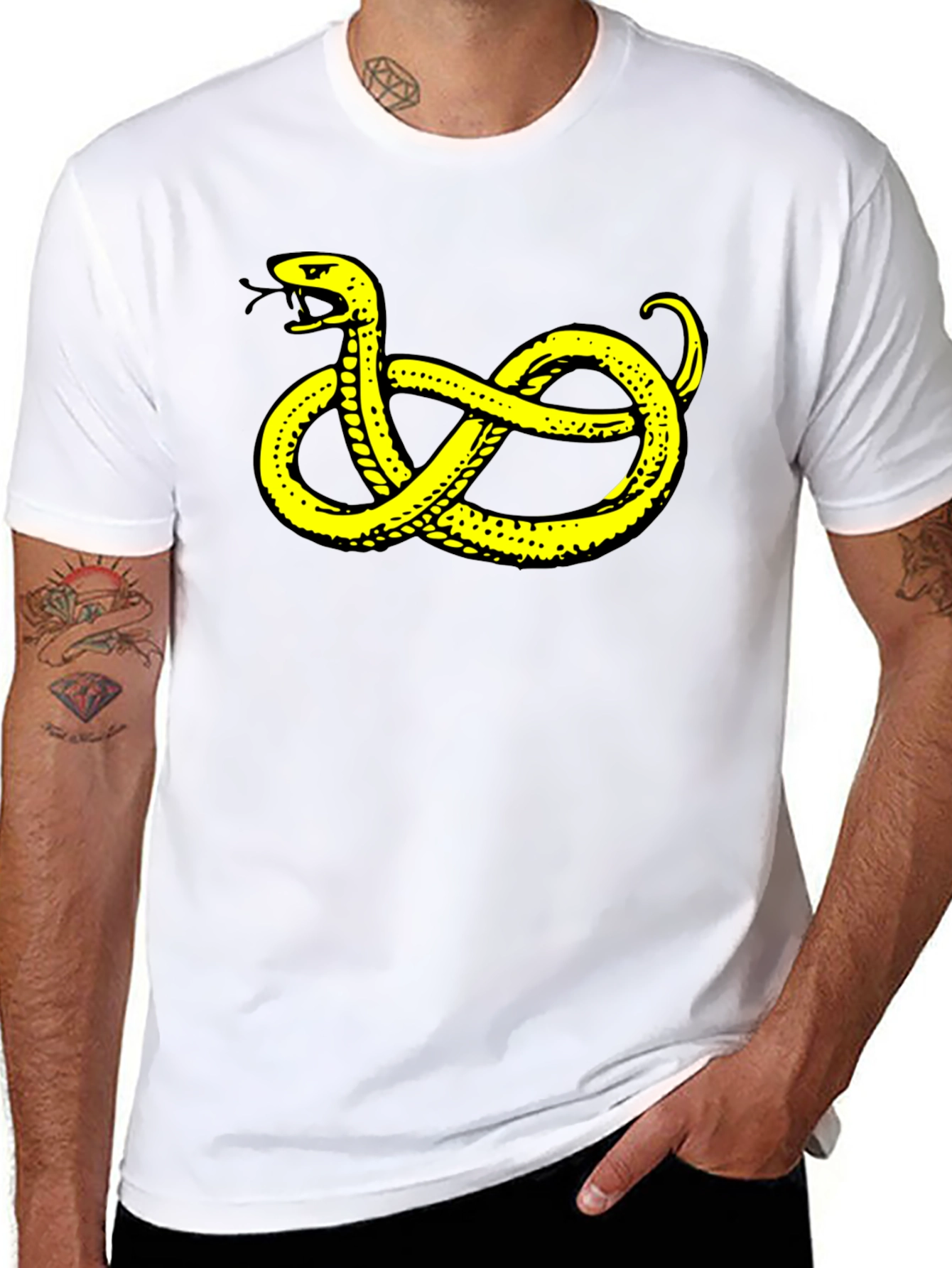 Black Black T-Shirt with Yellow Snake Graphic view 8
