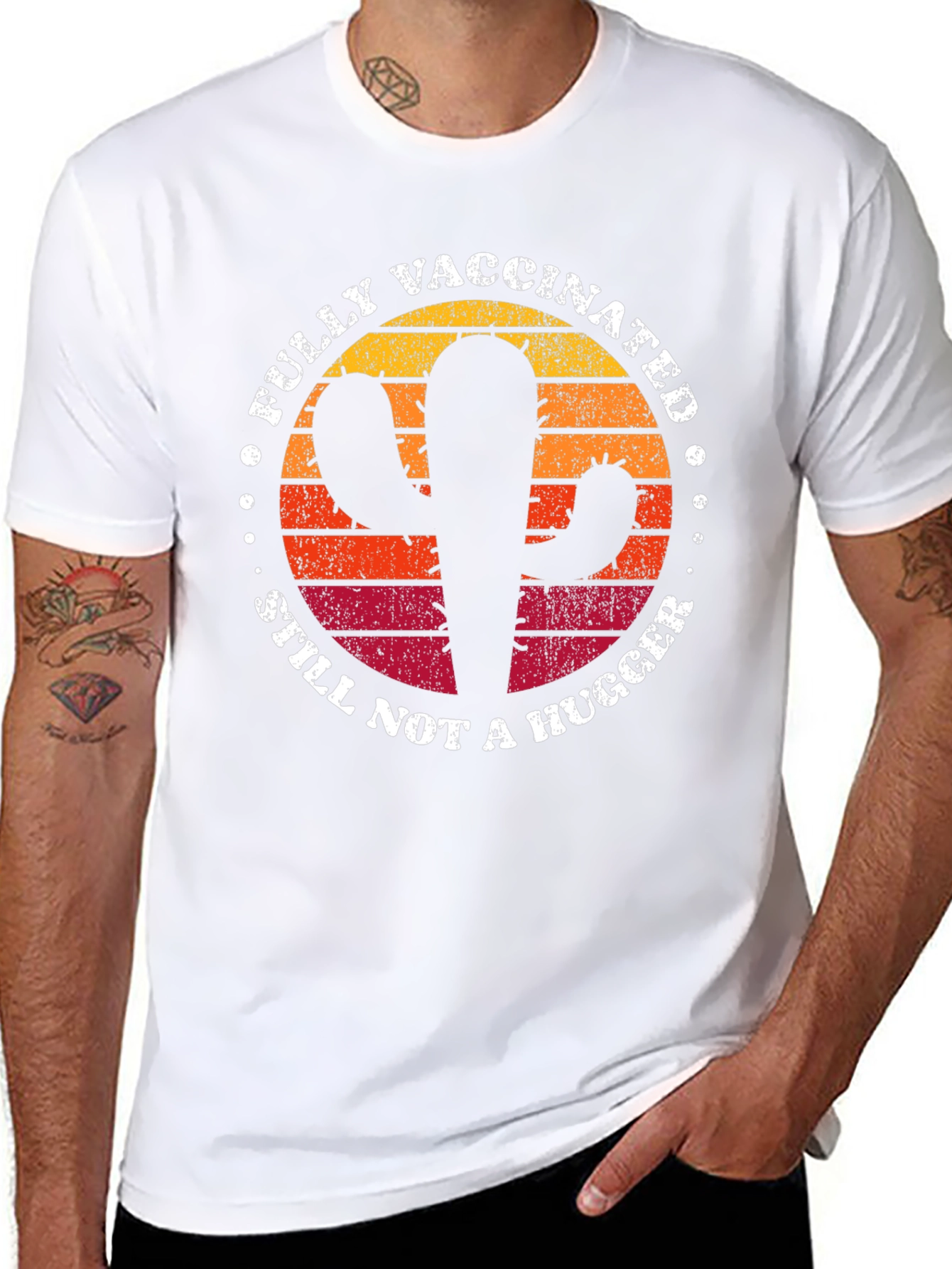Black Fully Vaccinated Cactus T-Shirt - Still Not a Hugger view 8