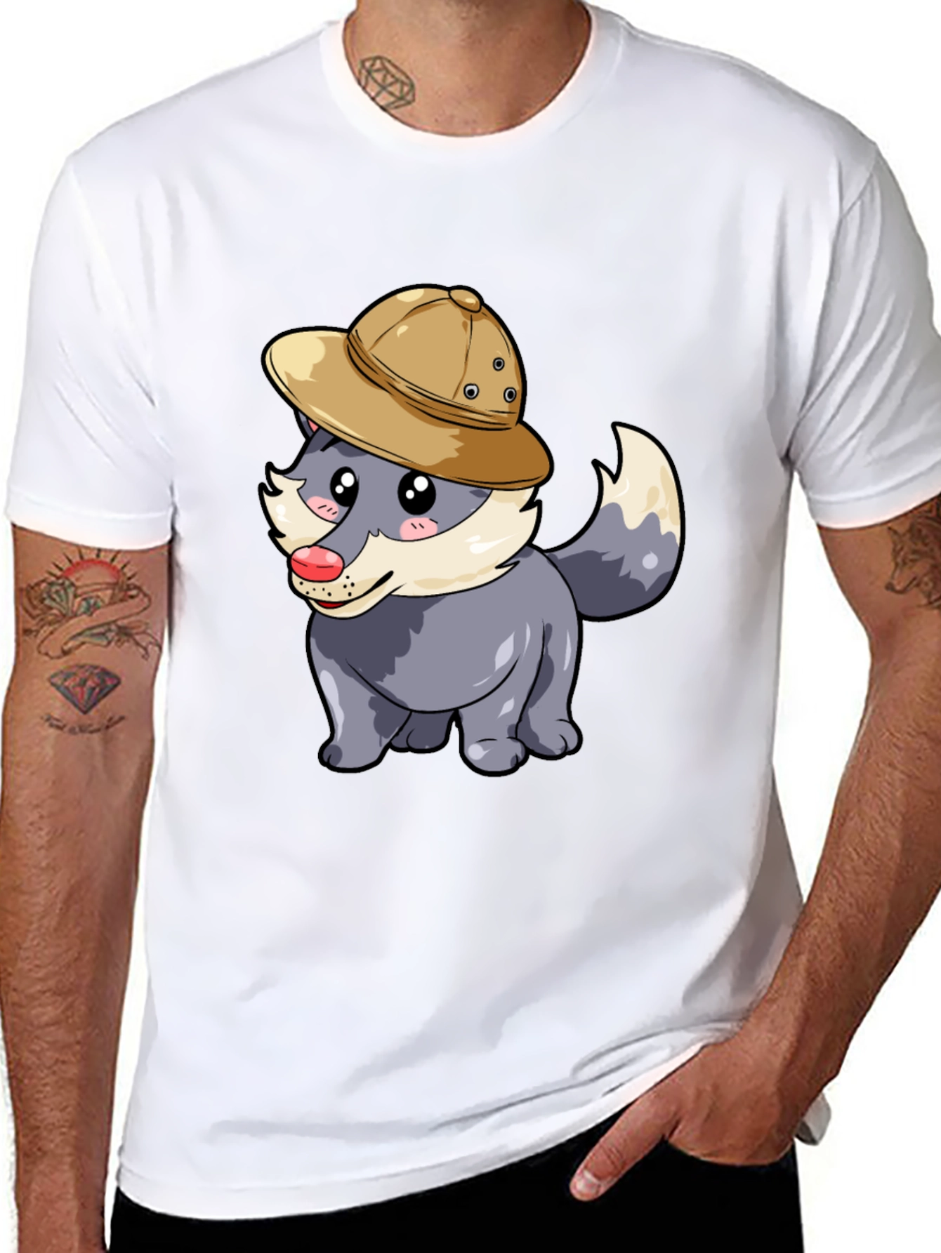Black Safari Wolf Graphic Tee - Cute Animal Design view 8