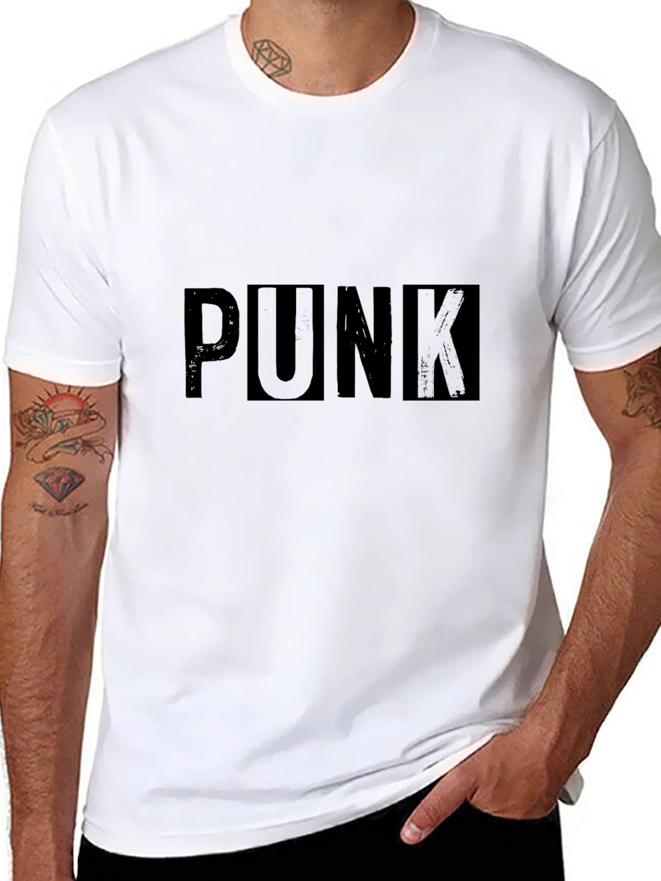 Black Edgy 'Punk' Graphic Black T-Shirt view 8